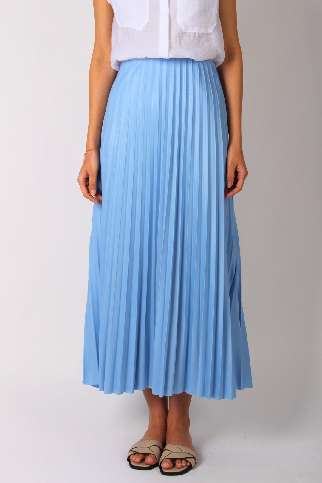 Bebe Mavisi Pileli Maxi Etek