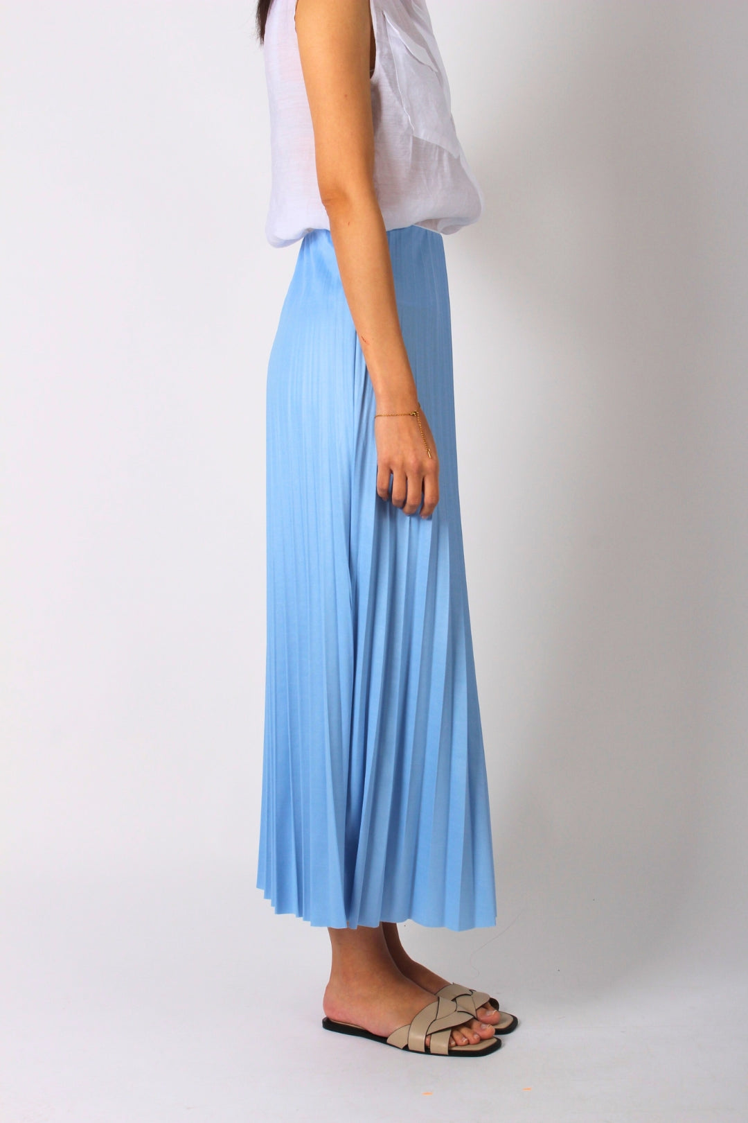 Bebe Mavisi Pileli Maxi Etek