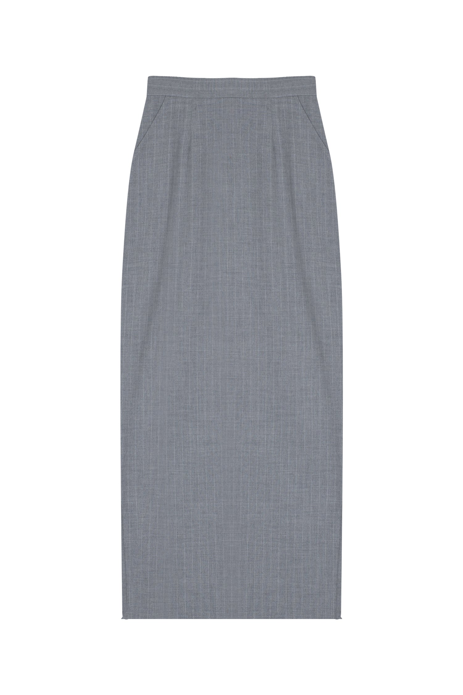 Açık Gri Çizgi Detaylı Yelek Etek Takım