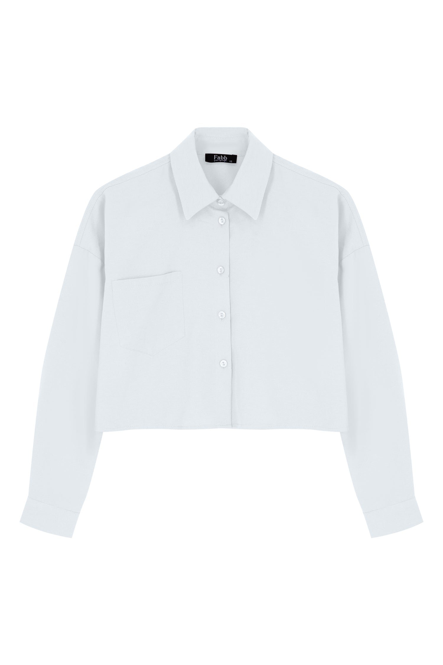 Ekru Cep Detaylı Crop Gömlek