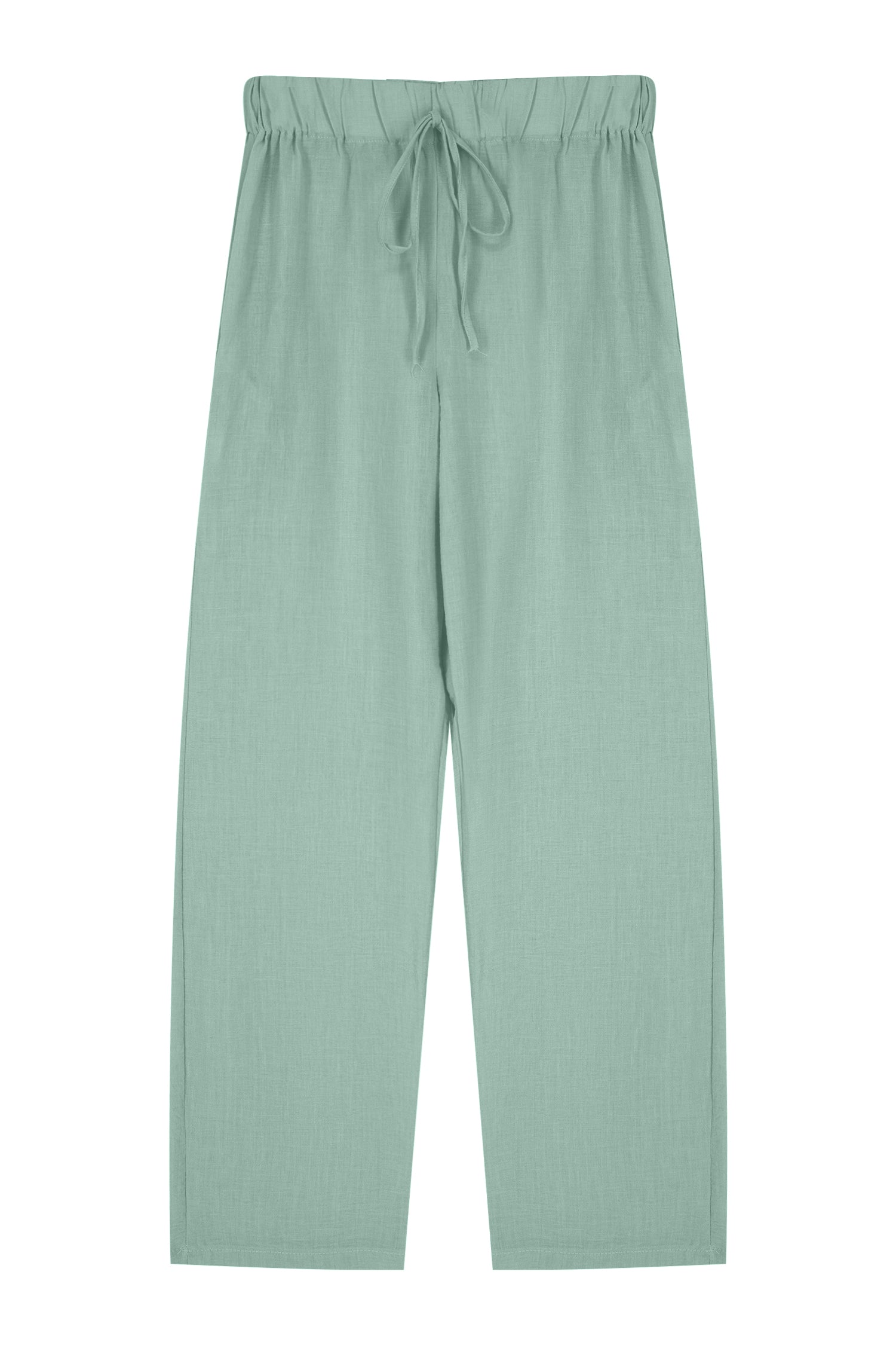 Çağla Yeşili Keten Cep Detaylı Gömlek Pantolon Takım