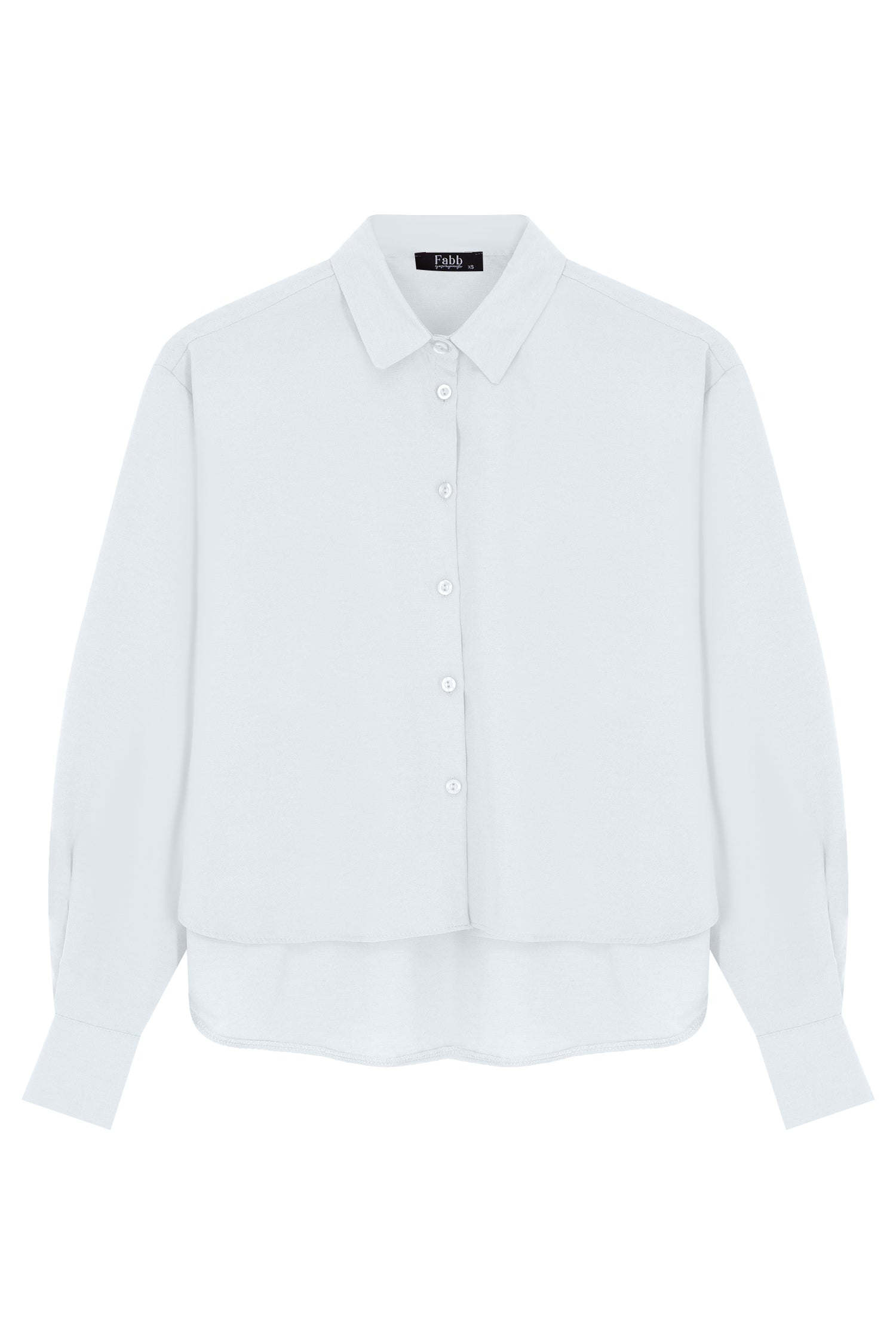 Beyaz Oval Kesim Basic Gömlek