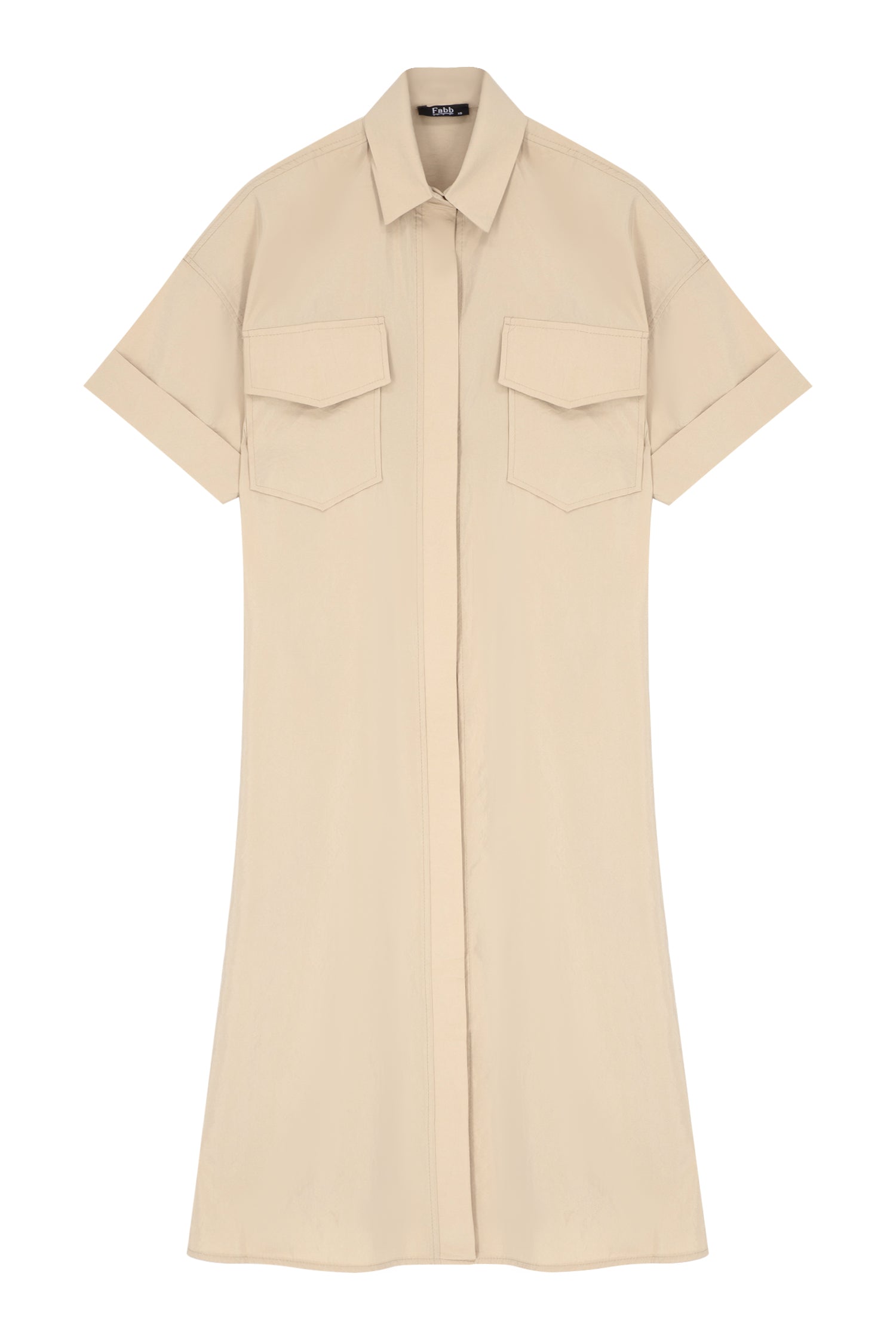 Açık Çift Cep Detaylı Dokulu Midi Elbise