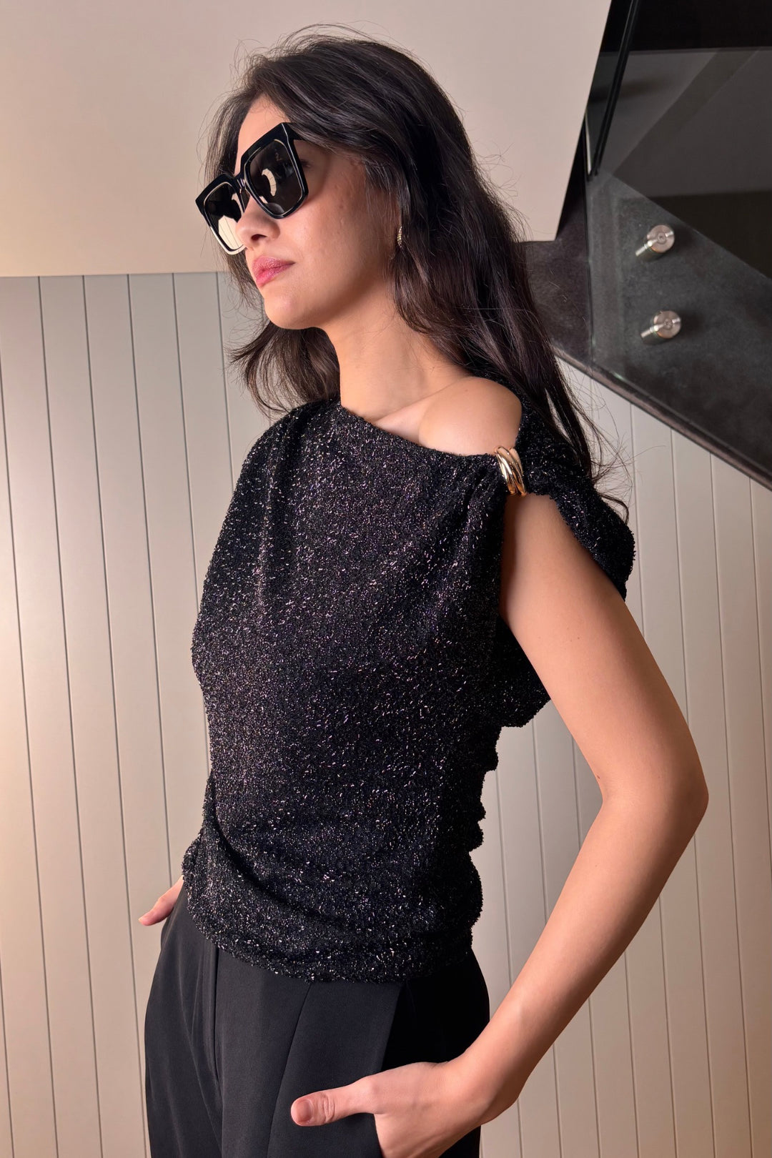 Siyah Payetli Bluz