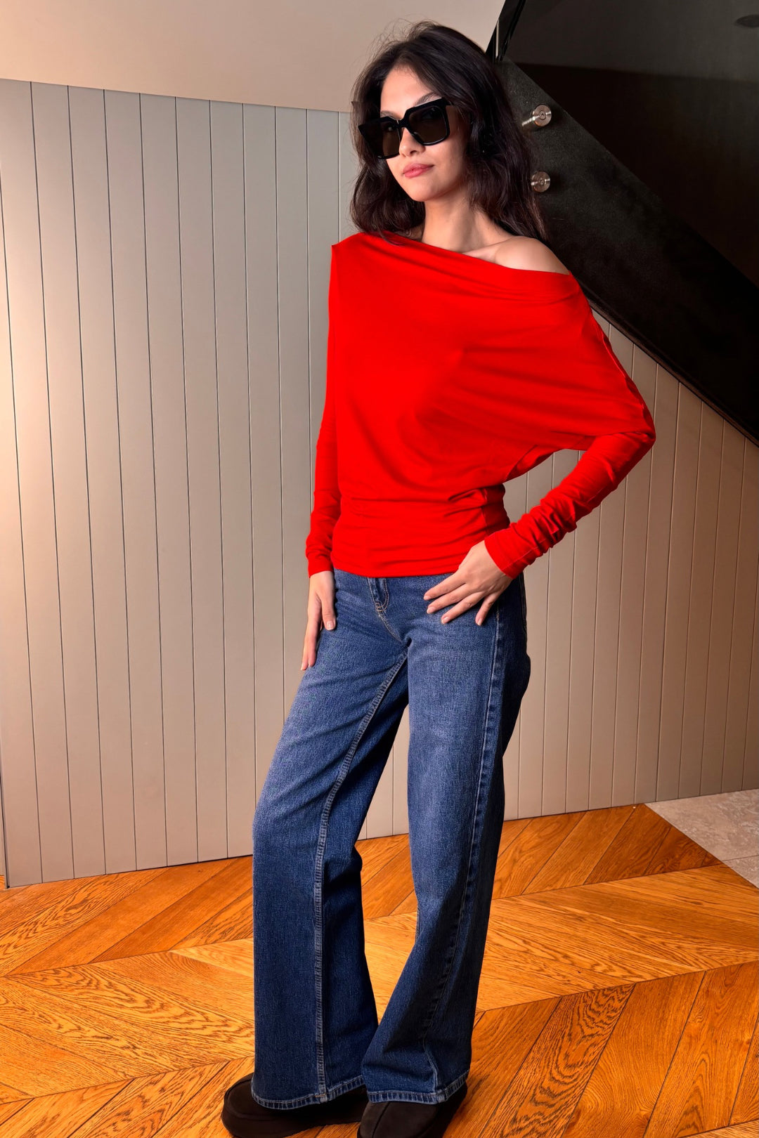 Kırmızı Tek Omuzlu Bluz