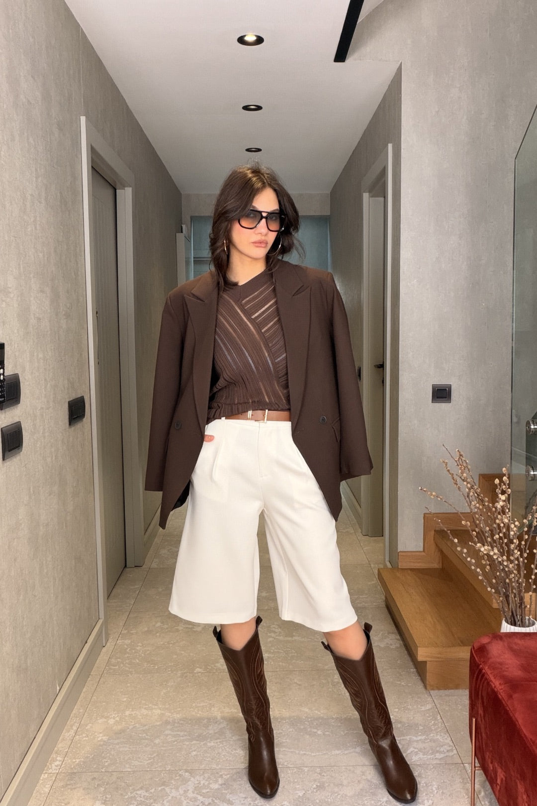 Beyaz Şehir Boy Şort