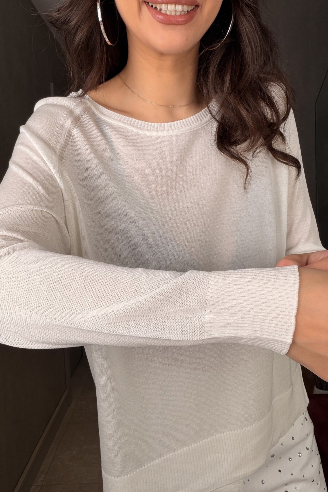 Beyaz Uzun Kollu Merserize Bluz