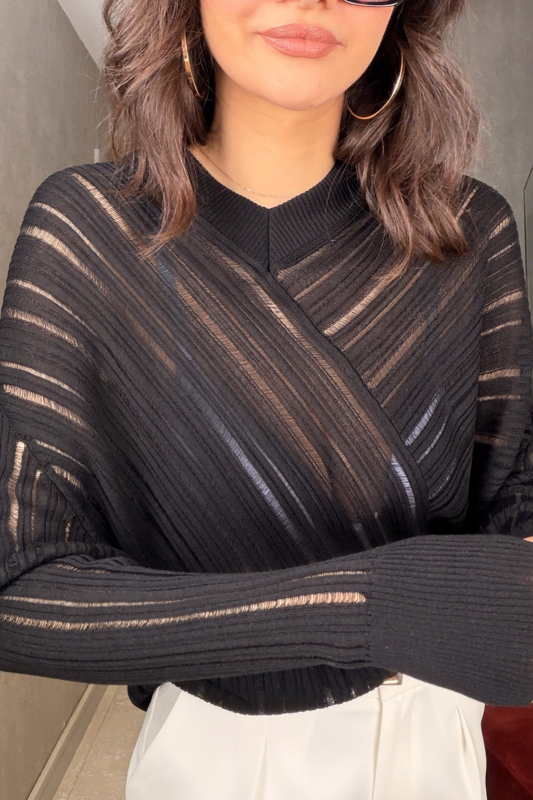 Siyah Asimetrik Merserize Bluz