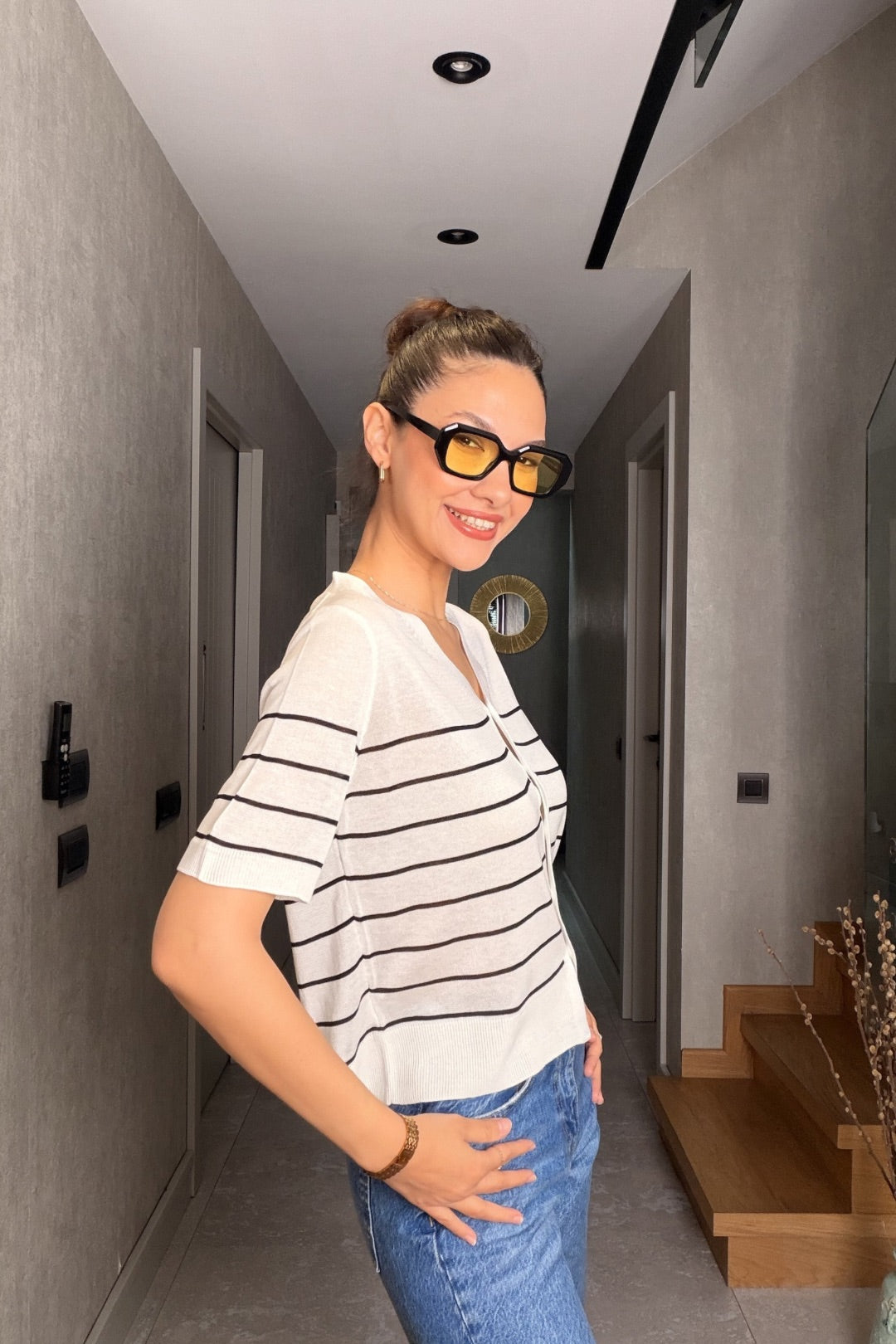 Siyah Çizgili İnce Triko