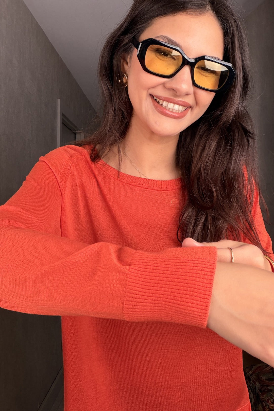 Turuncu Uzun Kollu Merserize Bluz