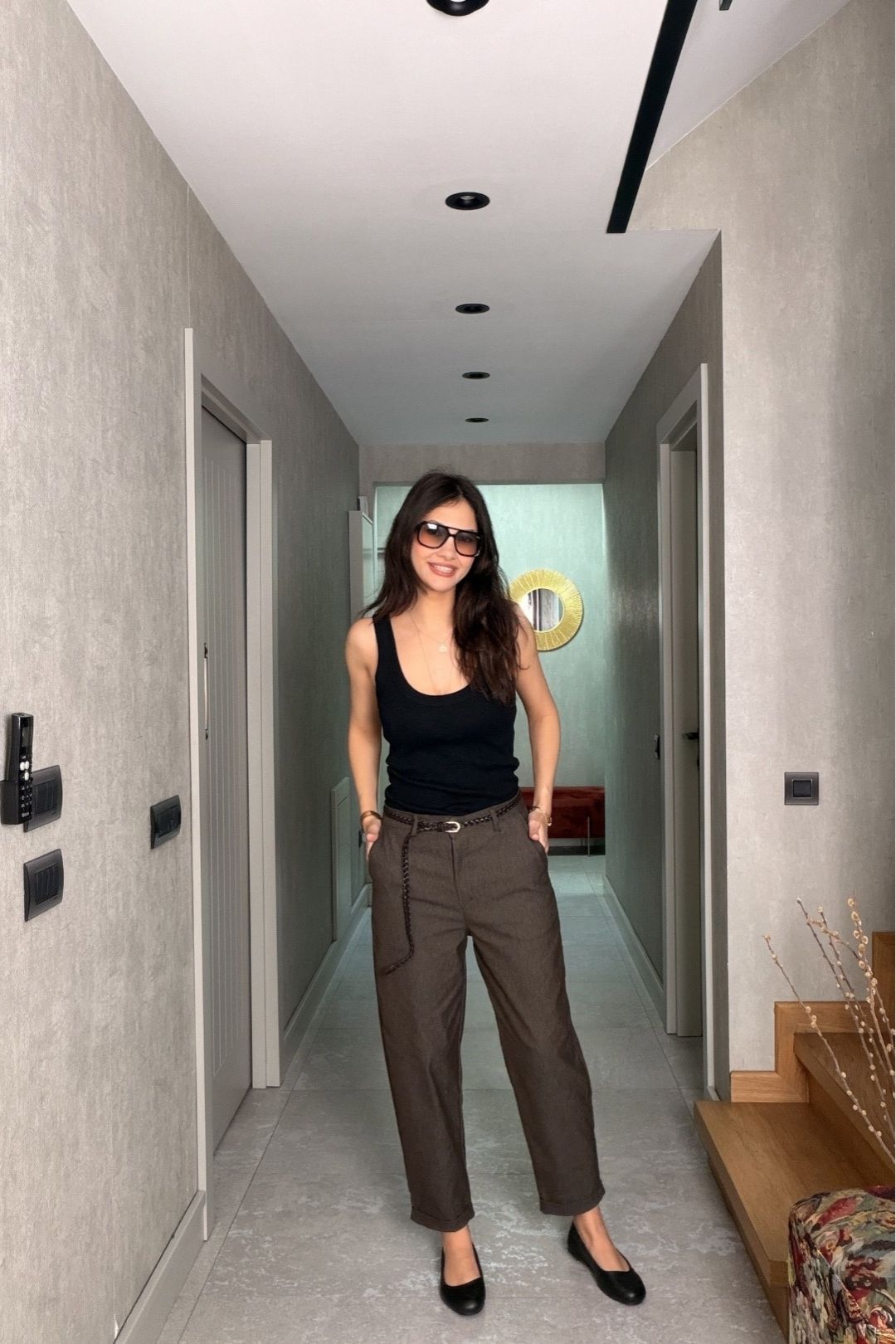 Siyah Kalın Askılı Fitilli Atlet