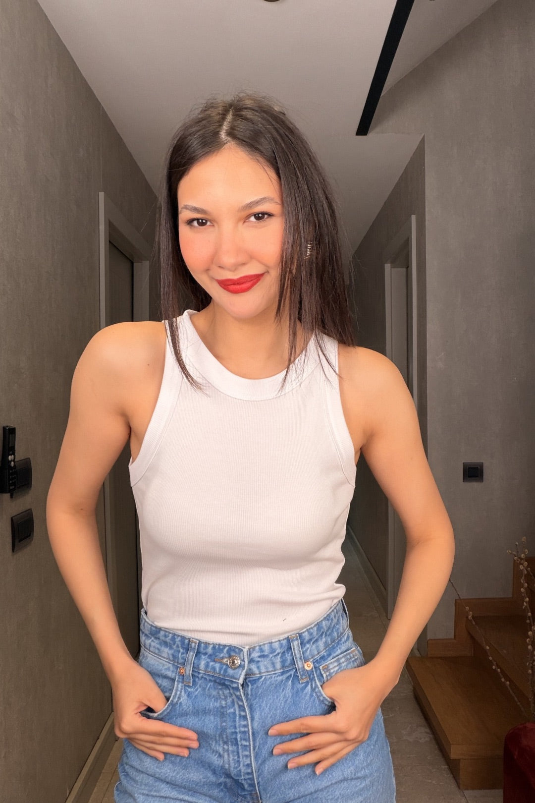 Beyaz Halter Yaka Atlet