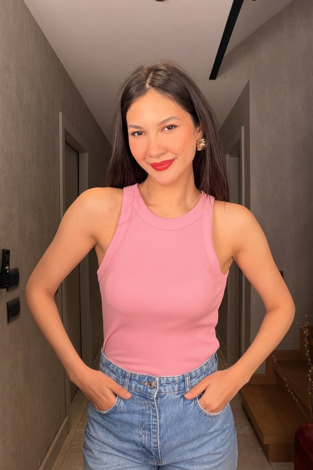 Açık Pembe Halter Yaka Atlet