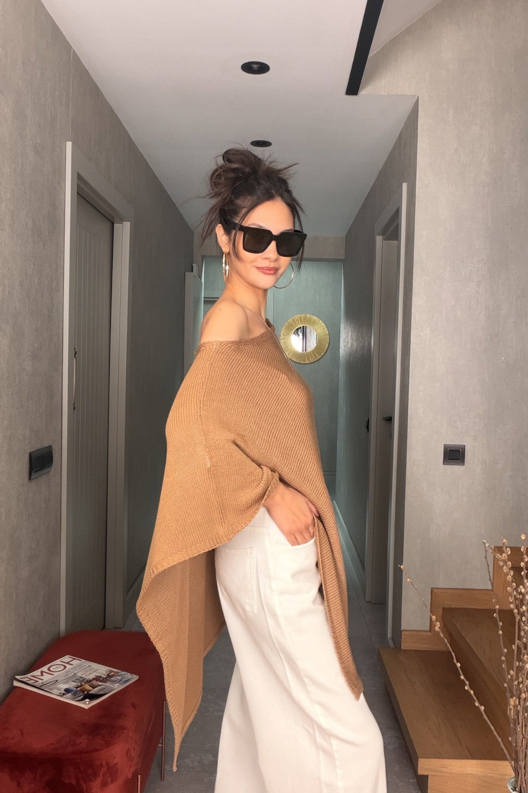 Camel Pelerin Triko