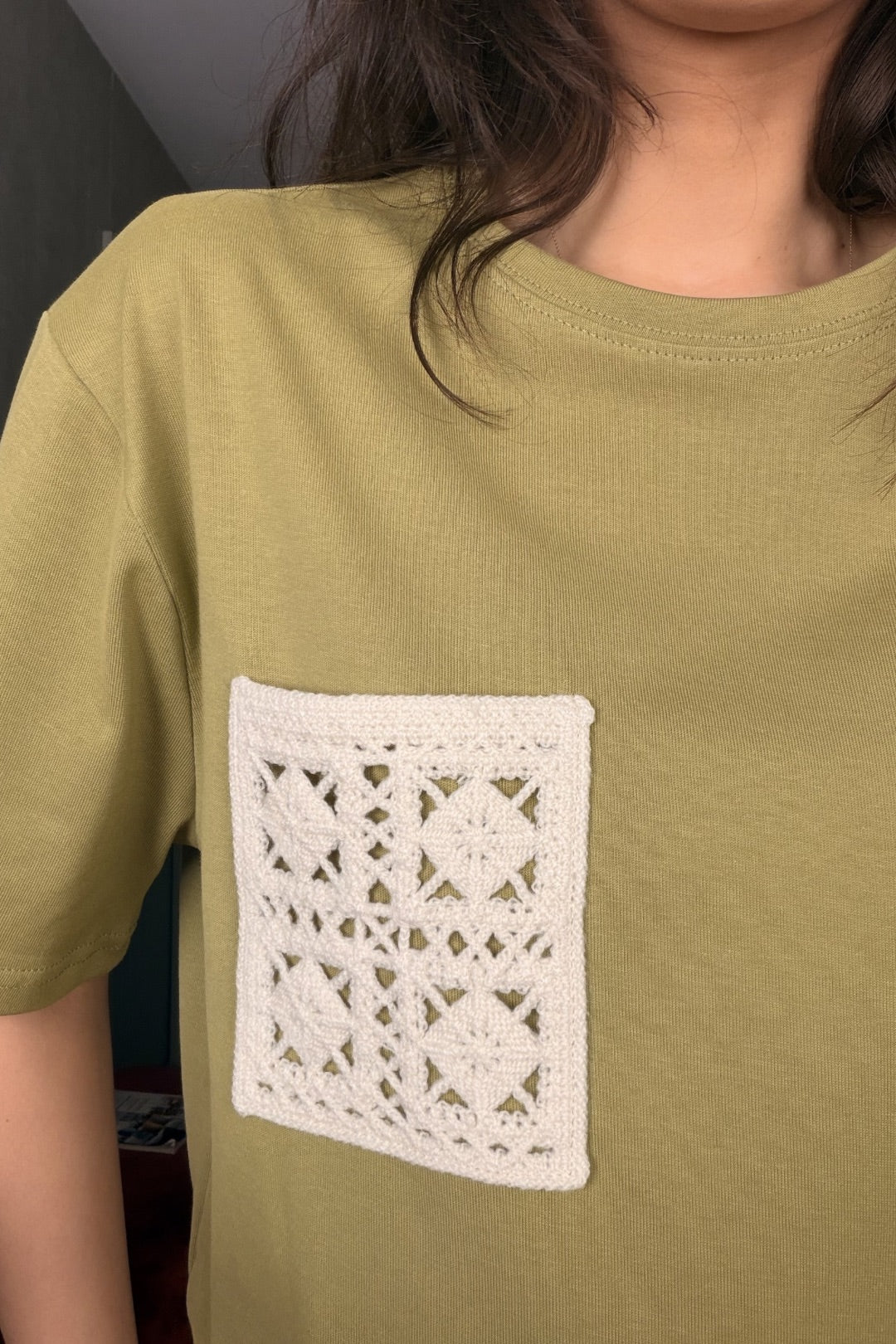 Yeşil Makremeli Cepli Tshirt