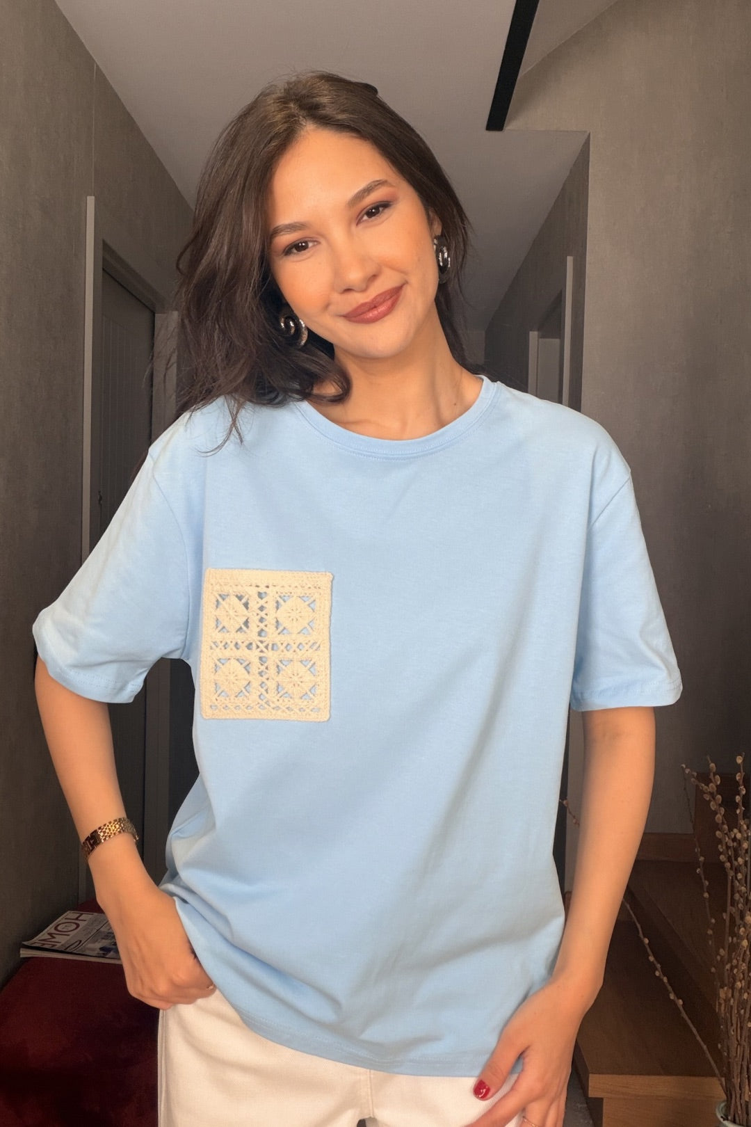 Bebe Mavi Makremeli Cepli Tshirt