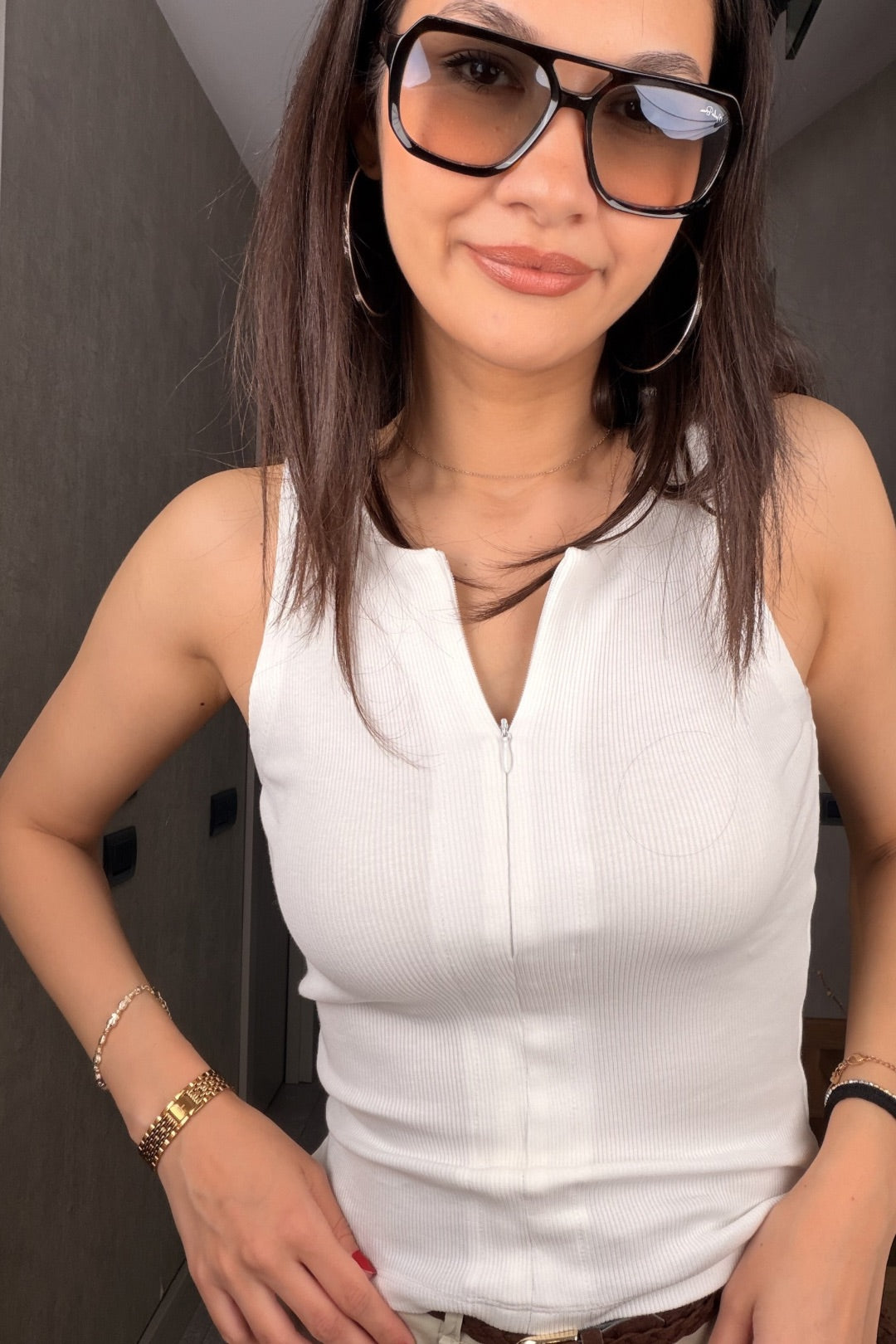 Beyaz Fermuarlı Kaşkorse Atlet