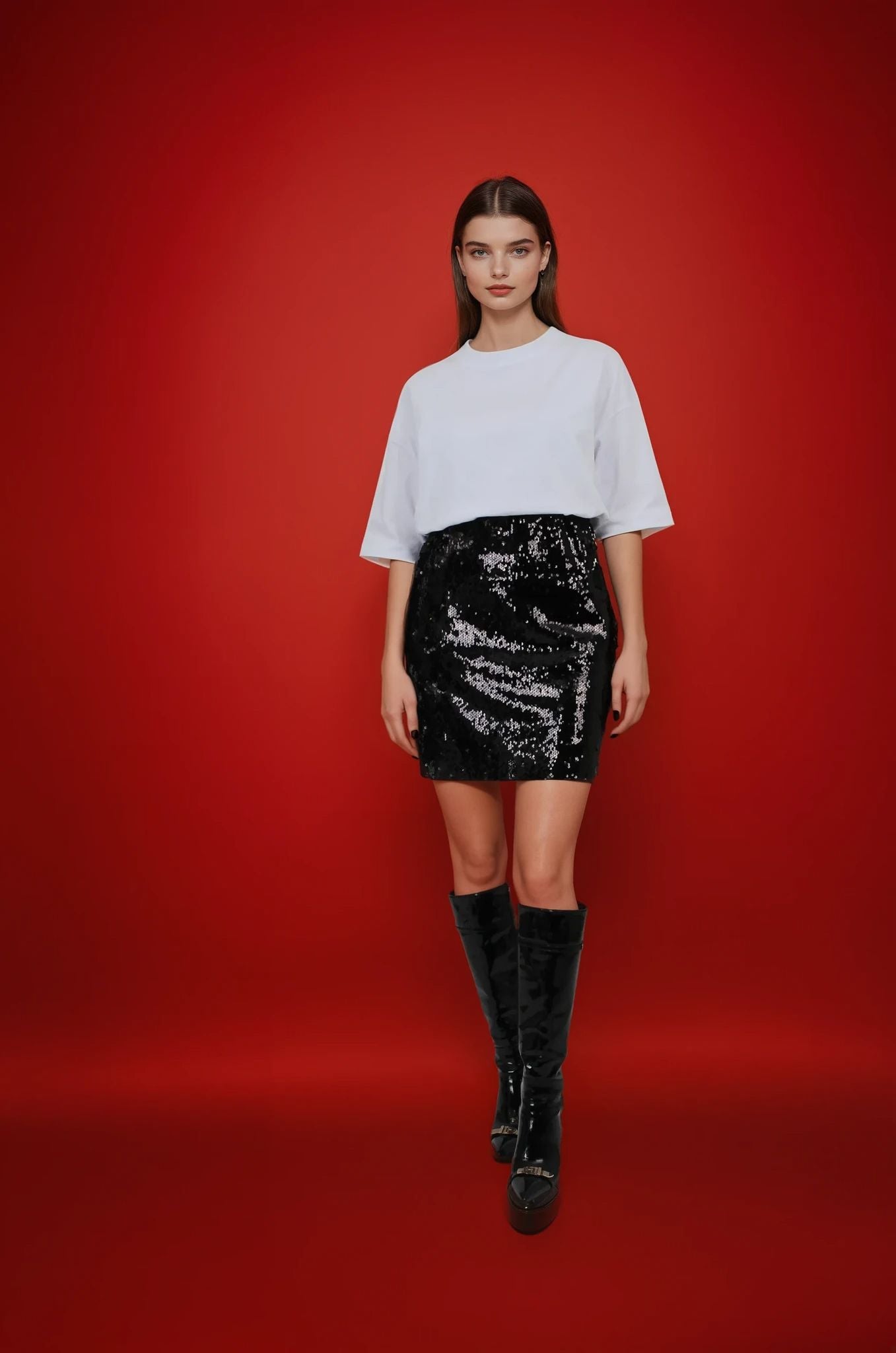 Siyah Pul Payet Etek