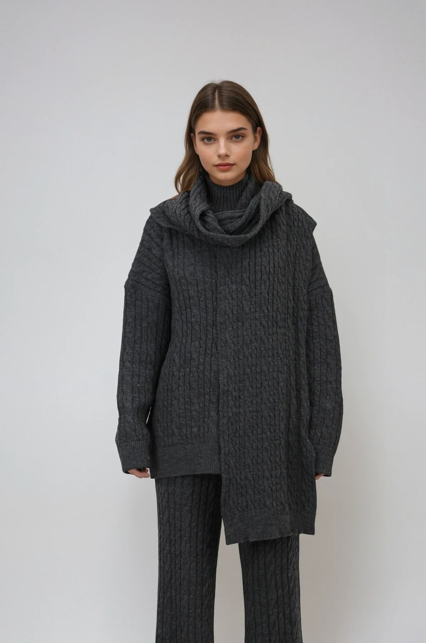 Antrasit Üçlü Pantolon Triko Takım