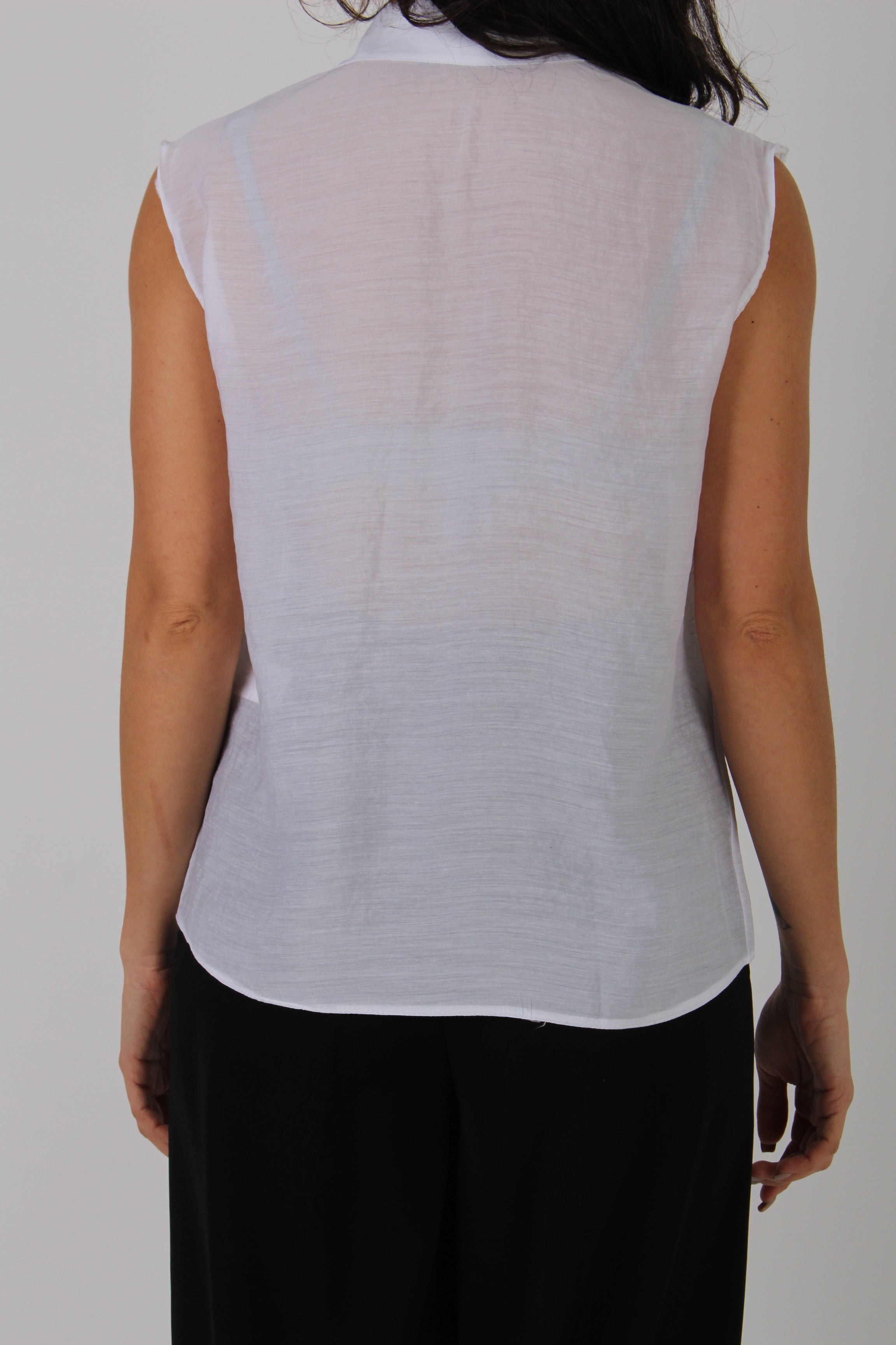 Beyaz Kolsuz Körük Cepli Gömlek