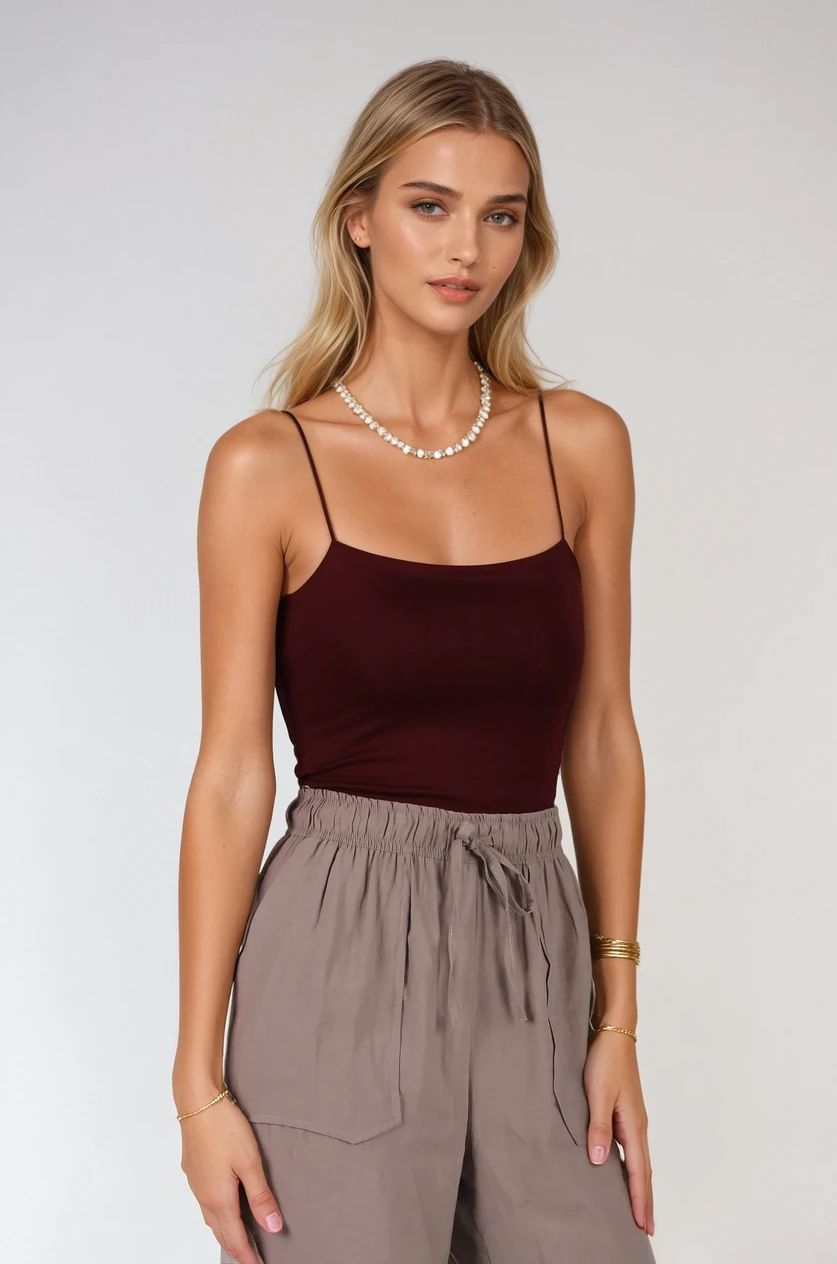 Bordo İnce İp Askılı Atlet