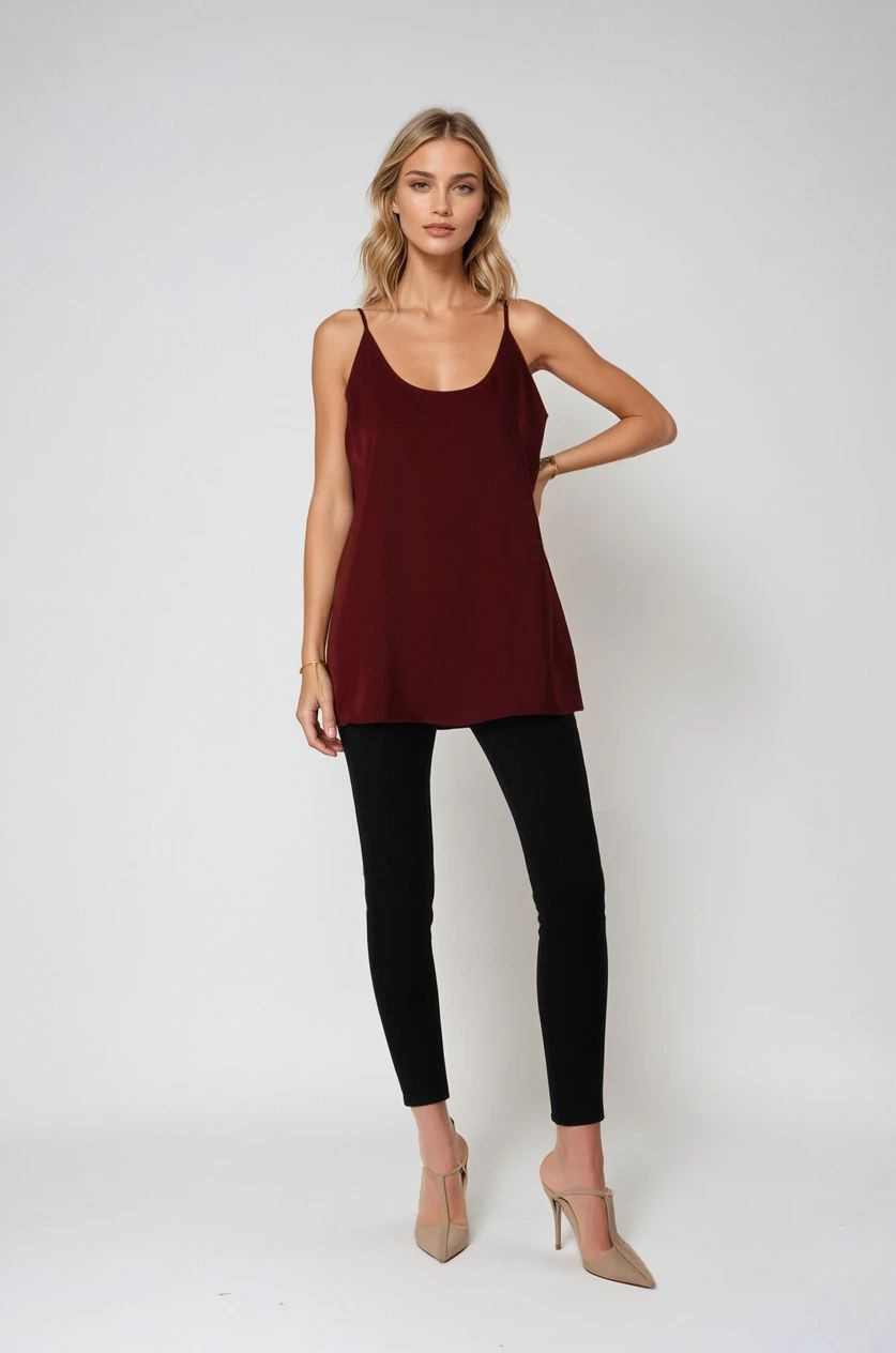 Bordo İnce Askılı Bluz