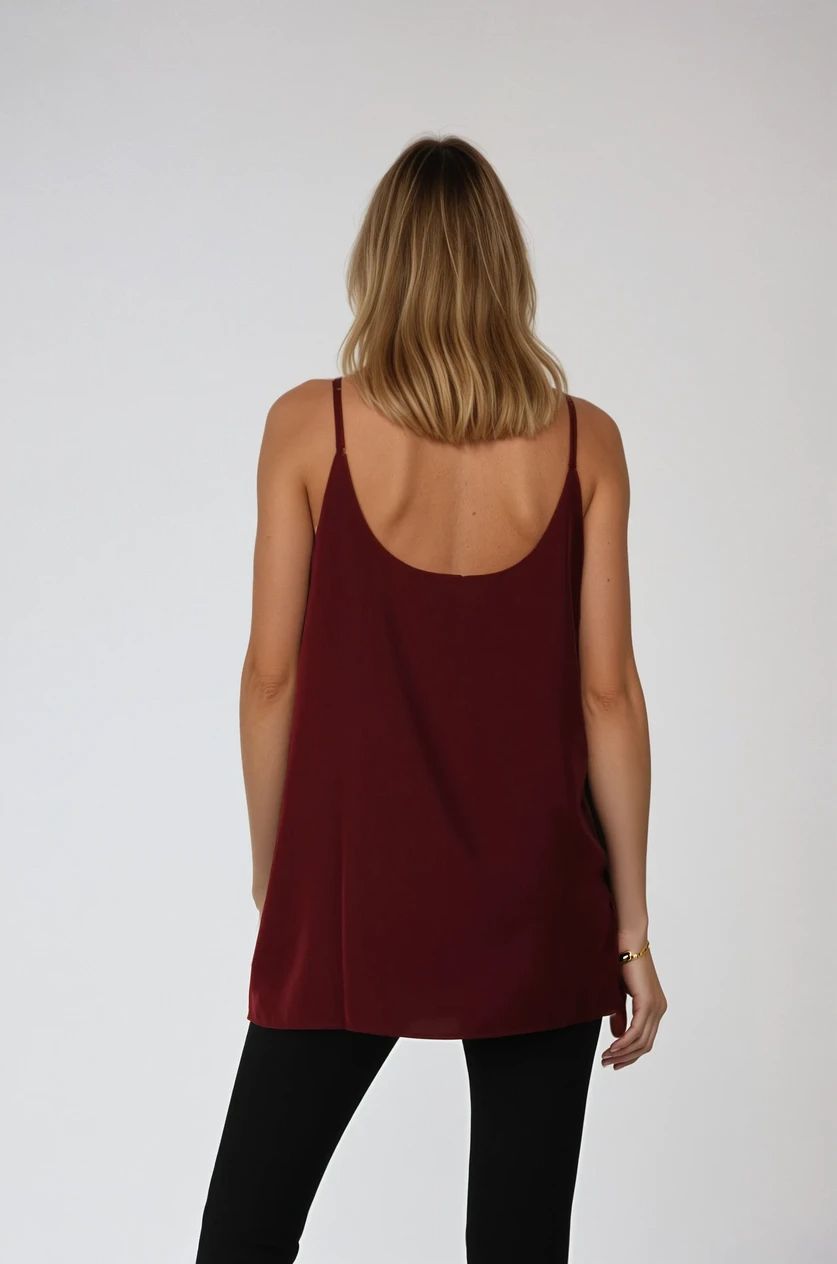 Bordo İnce Askılı Bluz