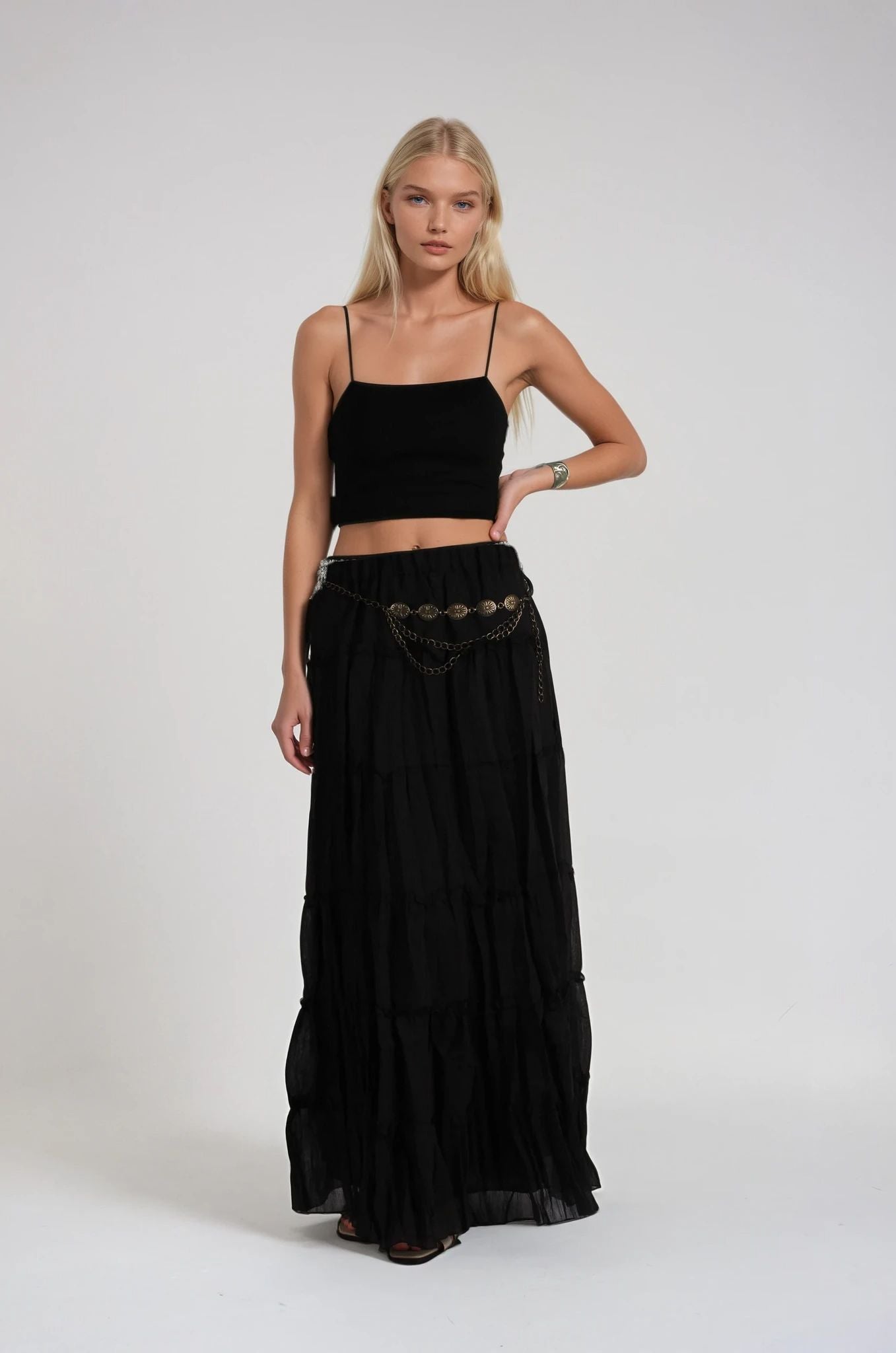 Siyah Beli Lastikli Etek