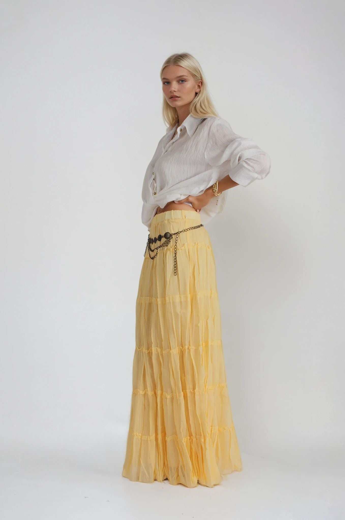 Sarı Beli Lastikli Etek