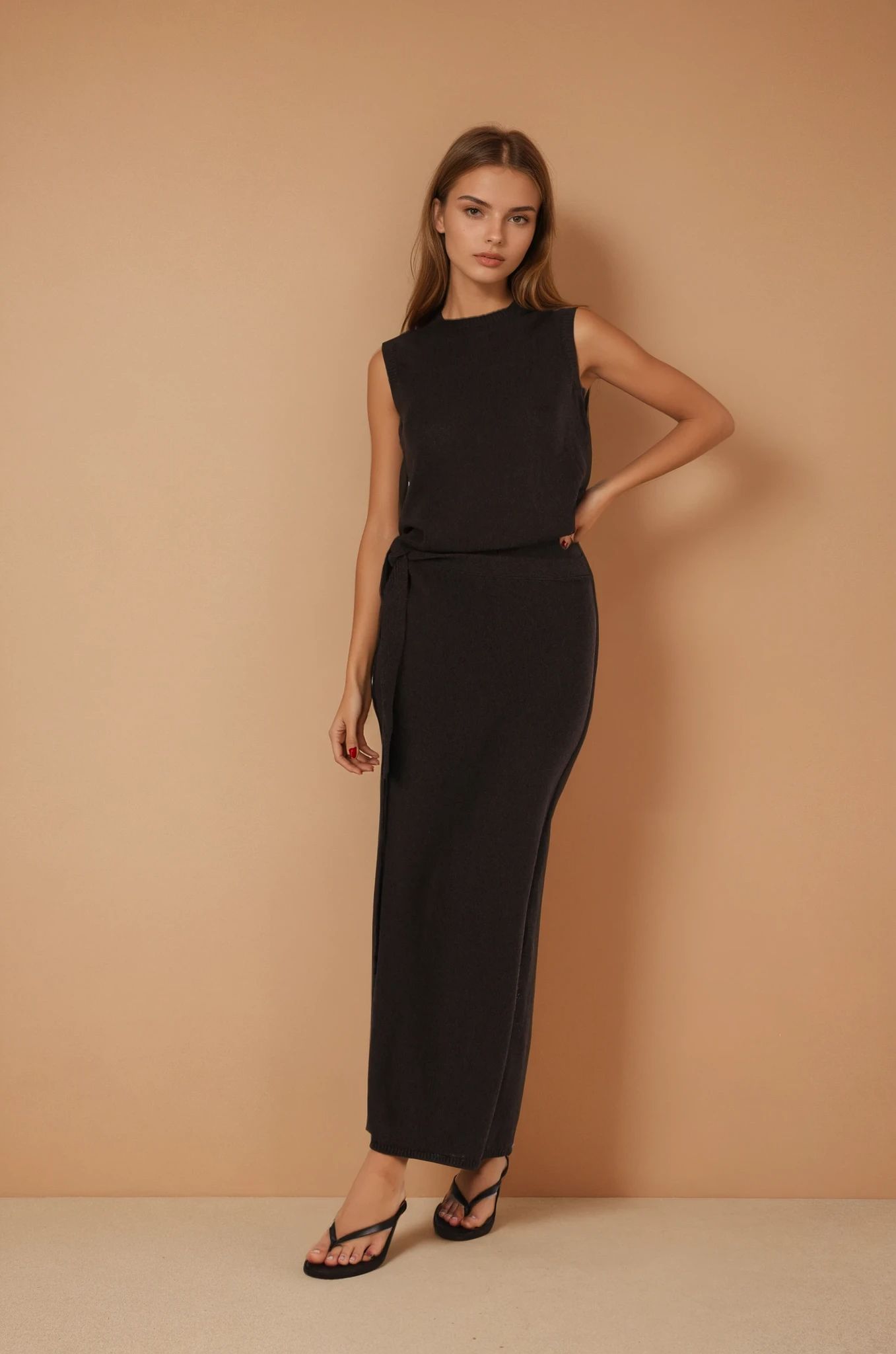 Koyu Kahverengi Büzgülü Etekli Takım