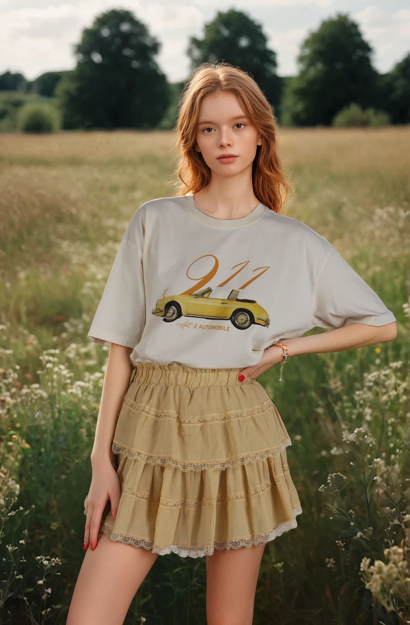 Sarı Astarlı Mini Etek