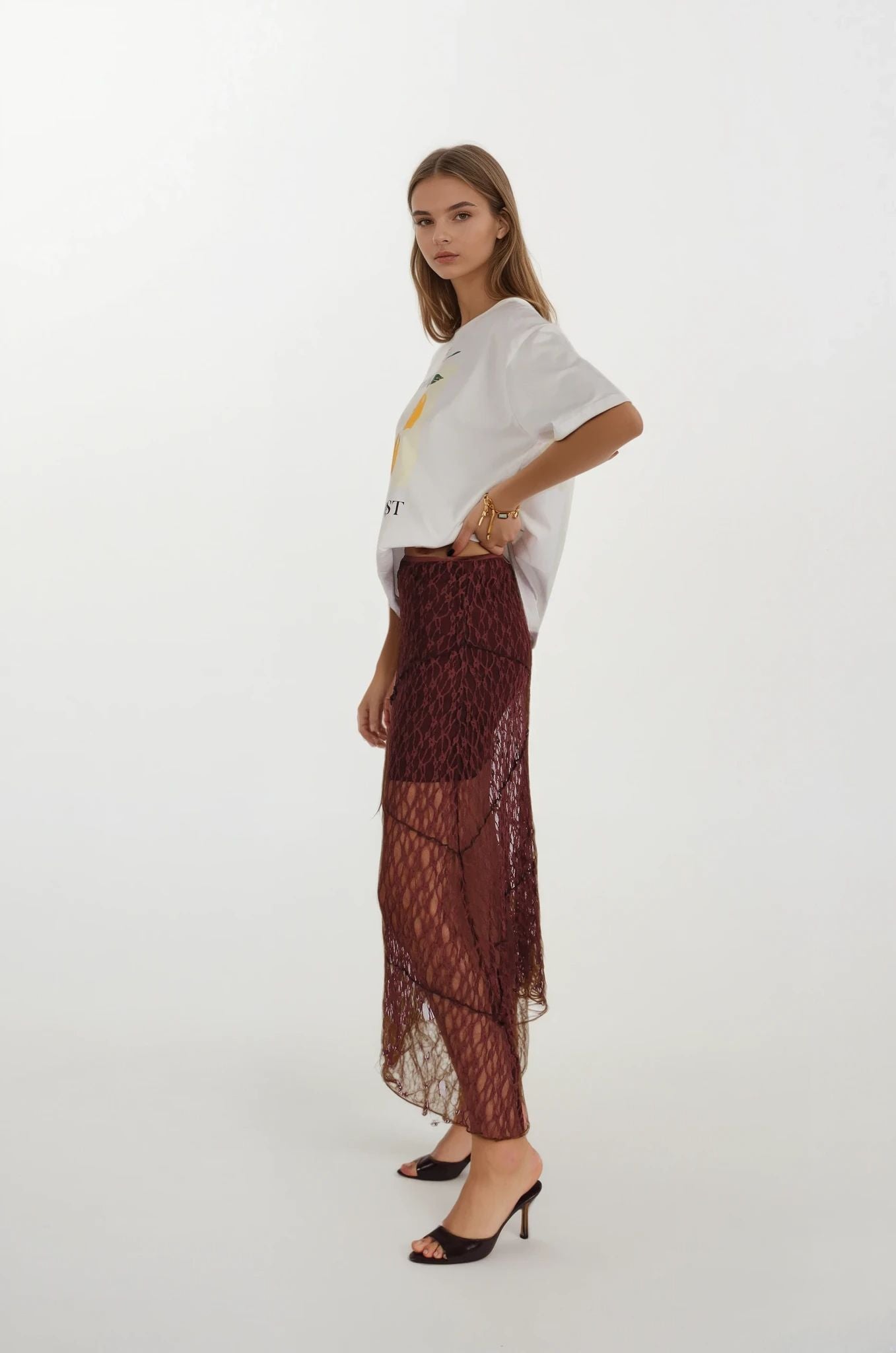 Mürdüm Dantelli Tül Etek