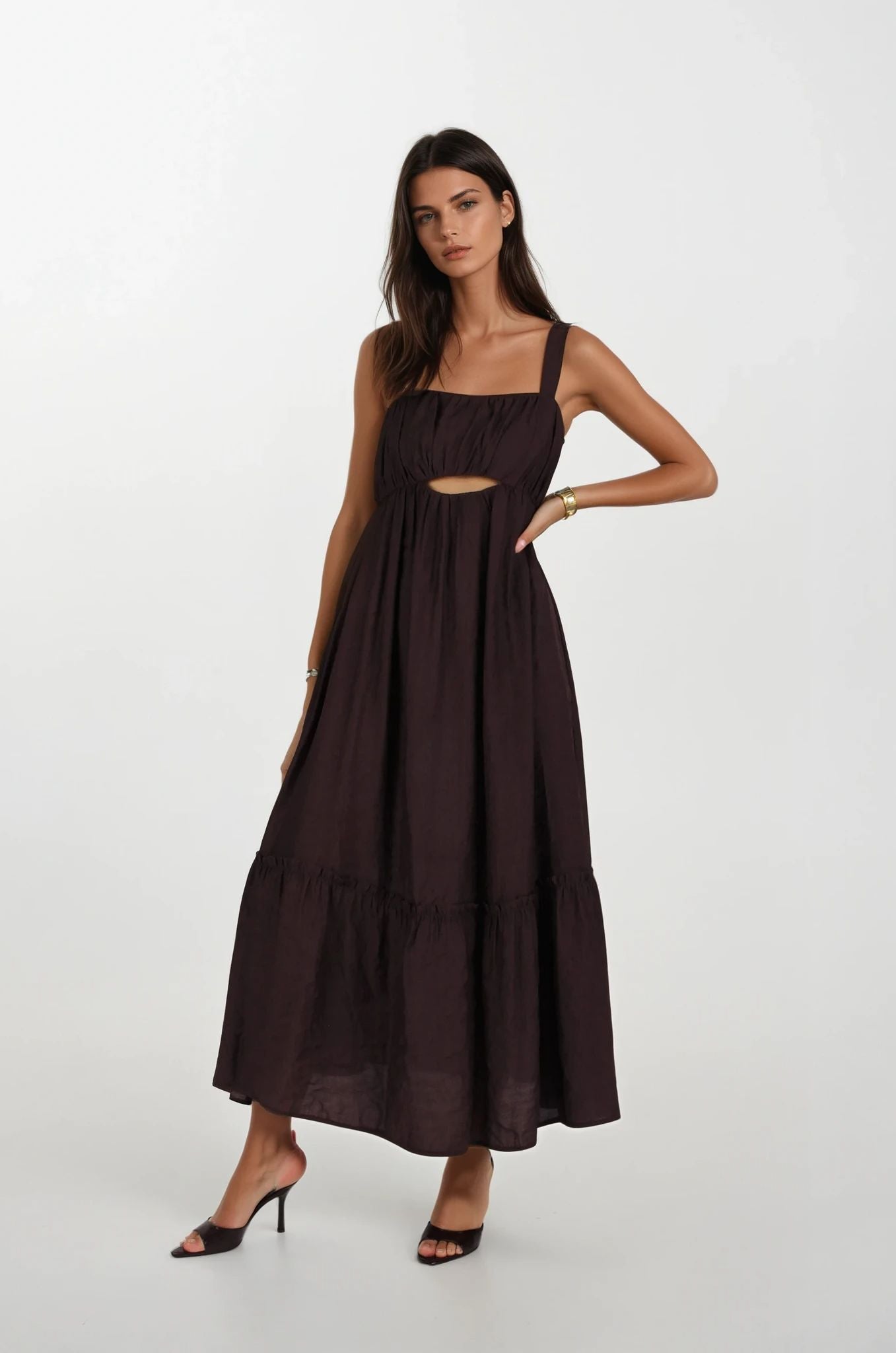 Mürdüm Midi Boy Elbise