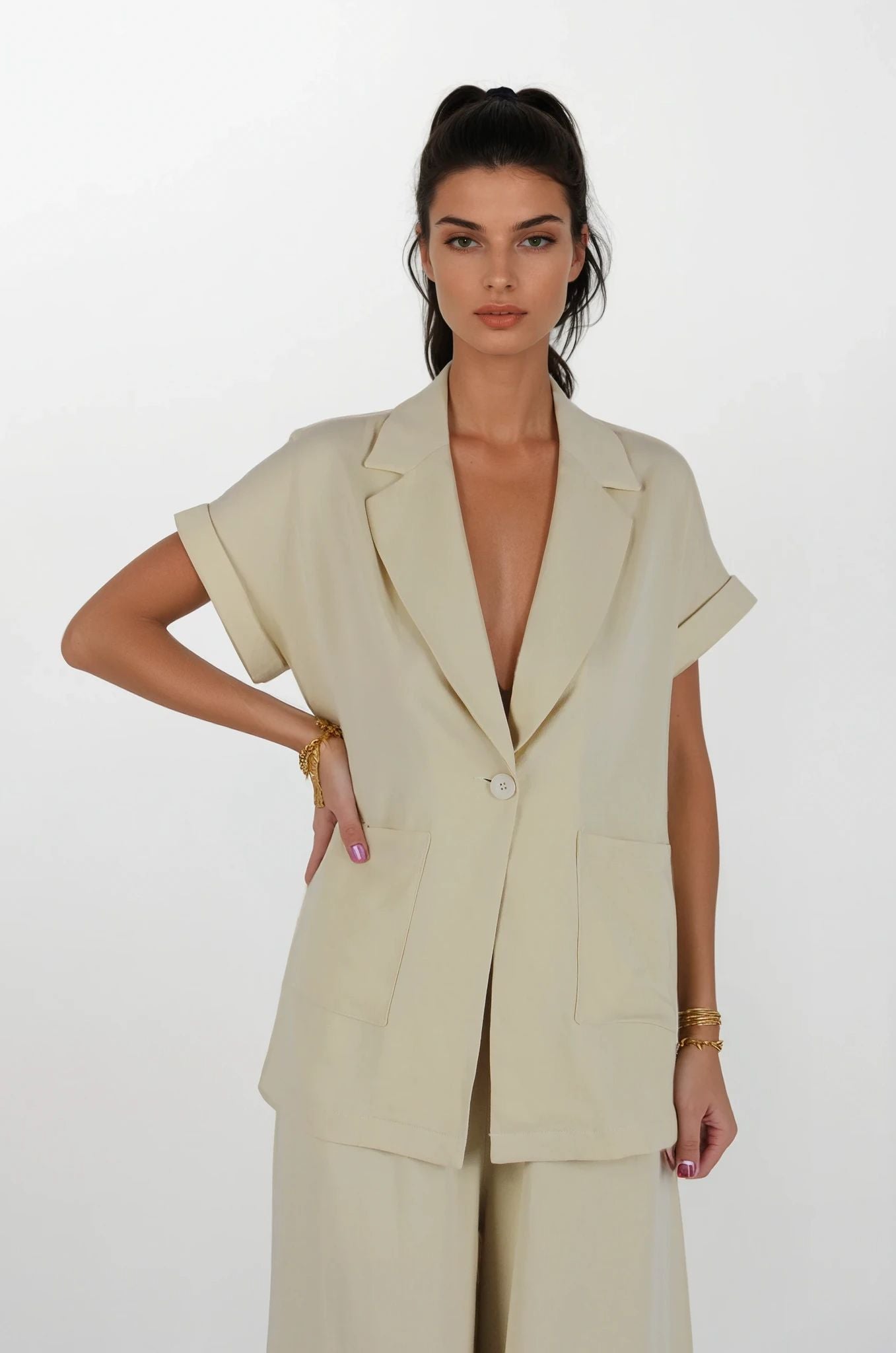 Sarı Cep Detaylı Ceket