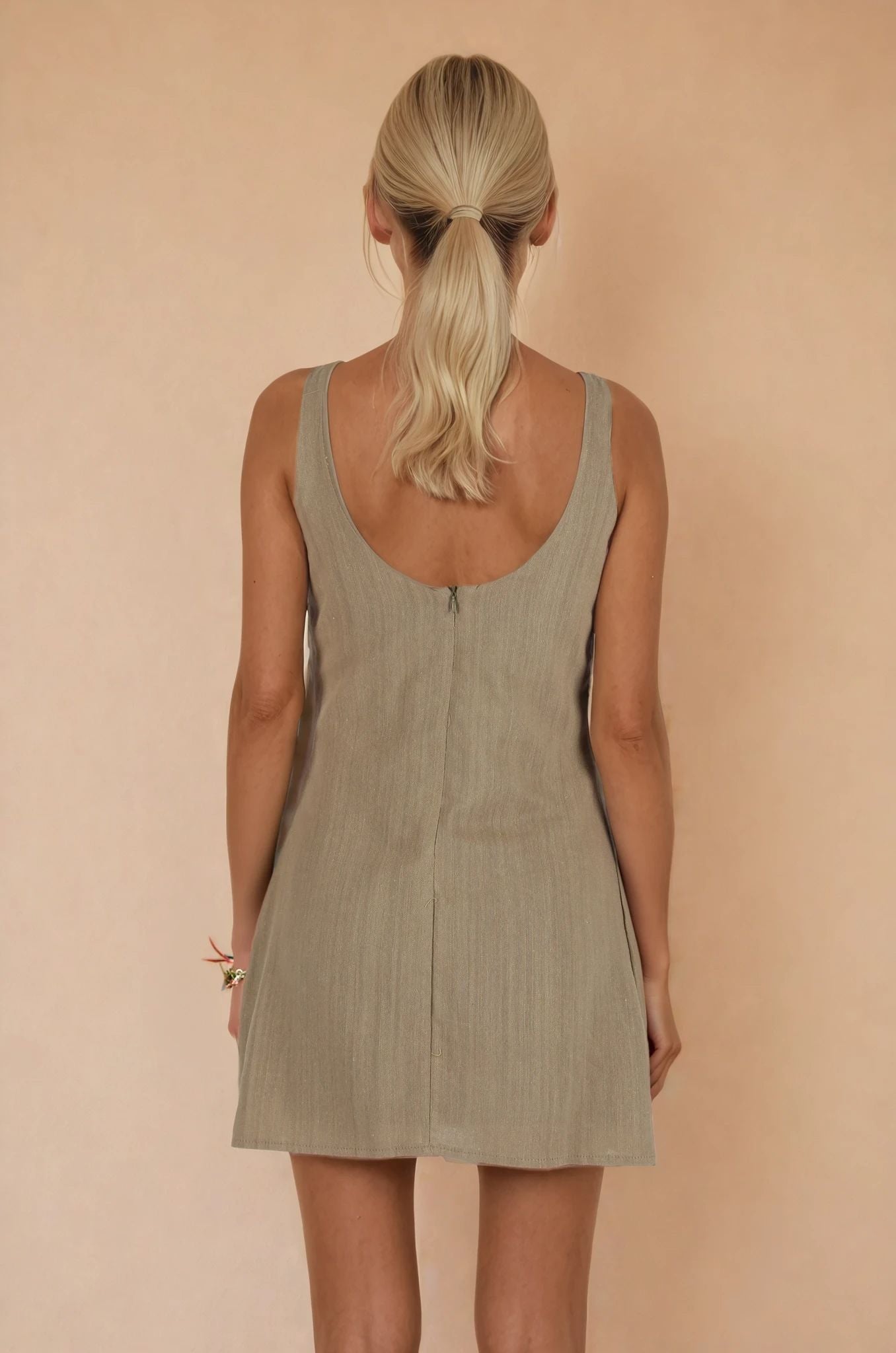 Haki Mini Boy Keten Elbise