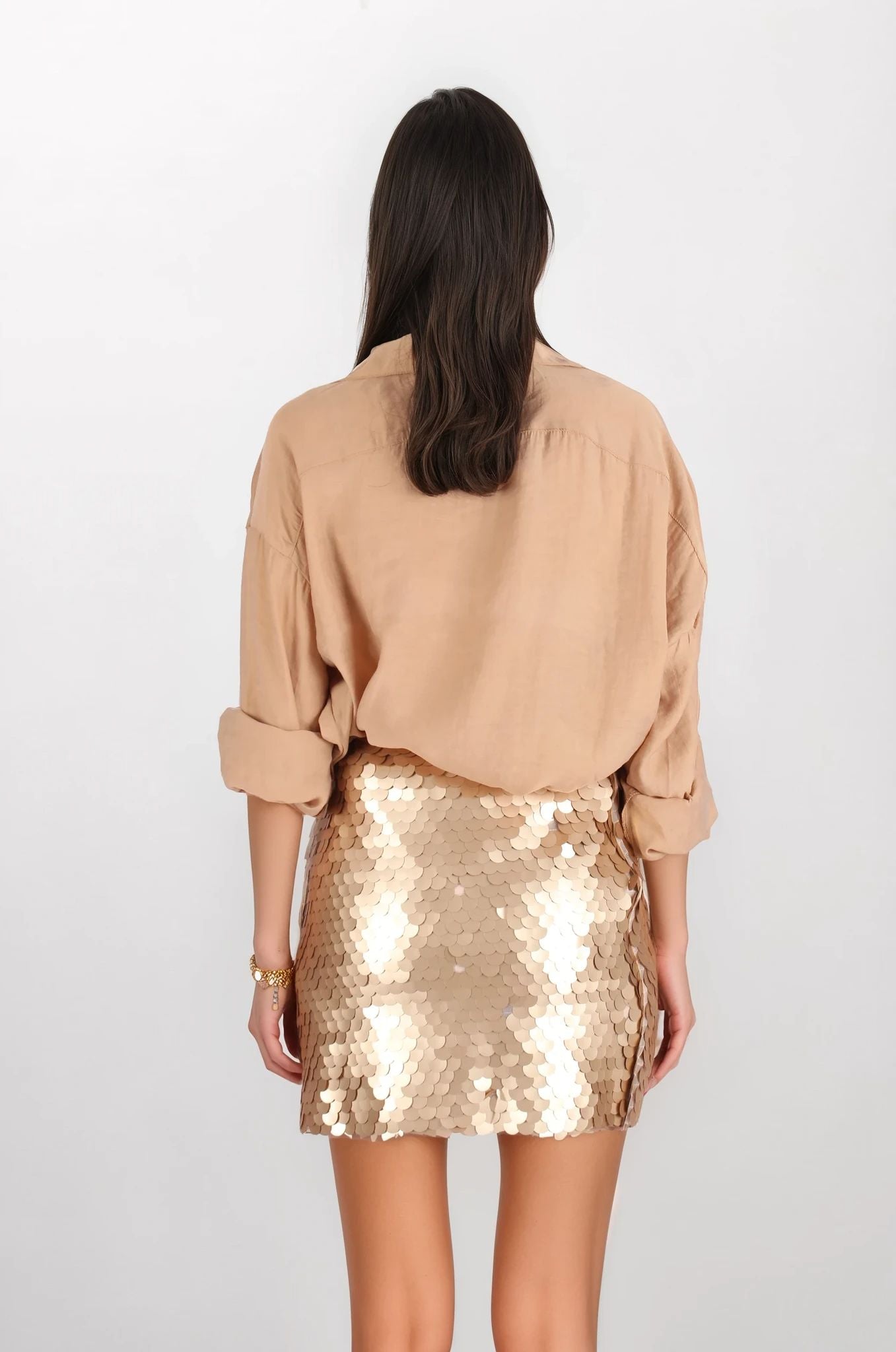 Gold Yandan Fermuarlı Pul Etek