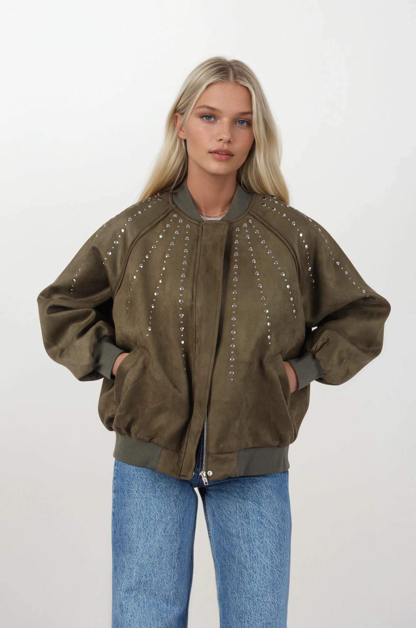Haki Bomber Nubuk Ceket