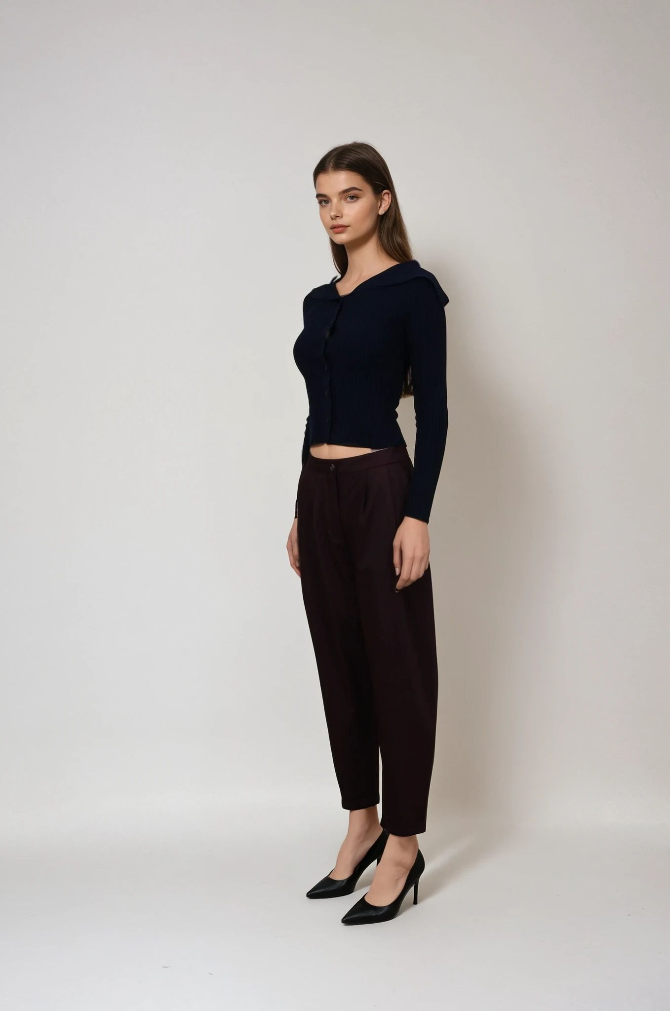 Bordo Pileli Kumaş Pantolon