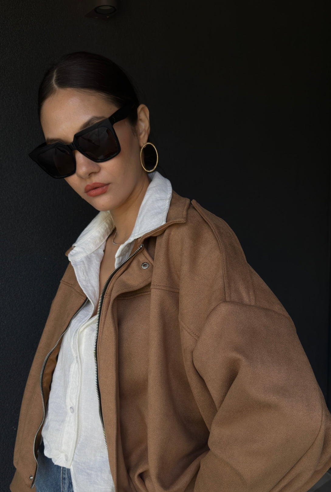 Camel Bomber Nubuk Ceket
