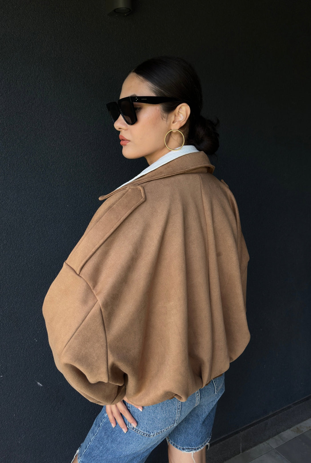 Camel Bomber Nubuk Ceket