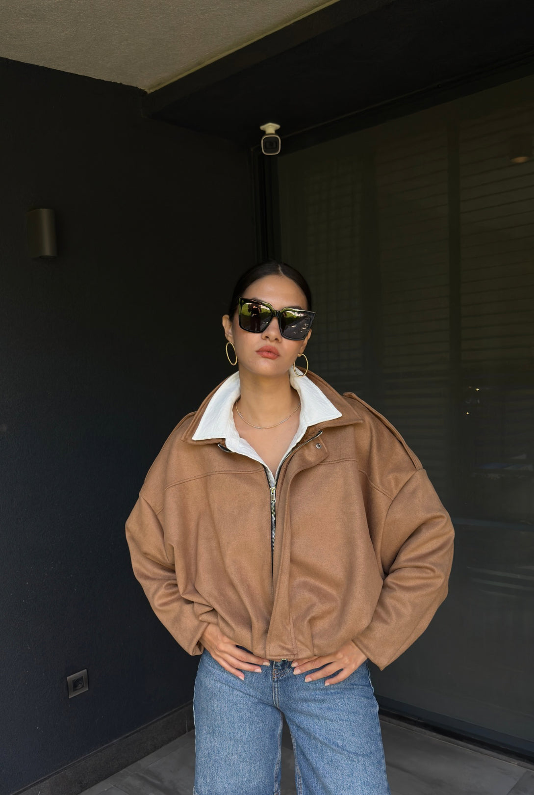 Camel Bomber Nubuk Ceket