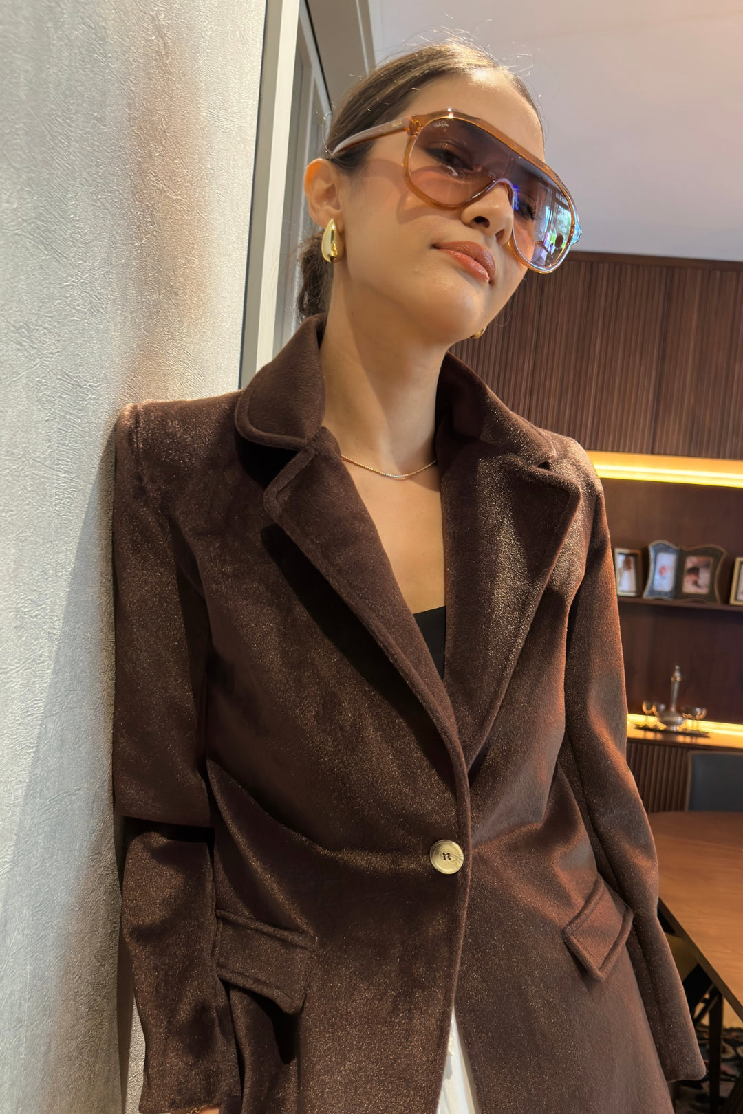 Kahverengi Fox Kumaş Ceket