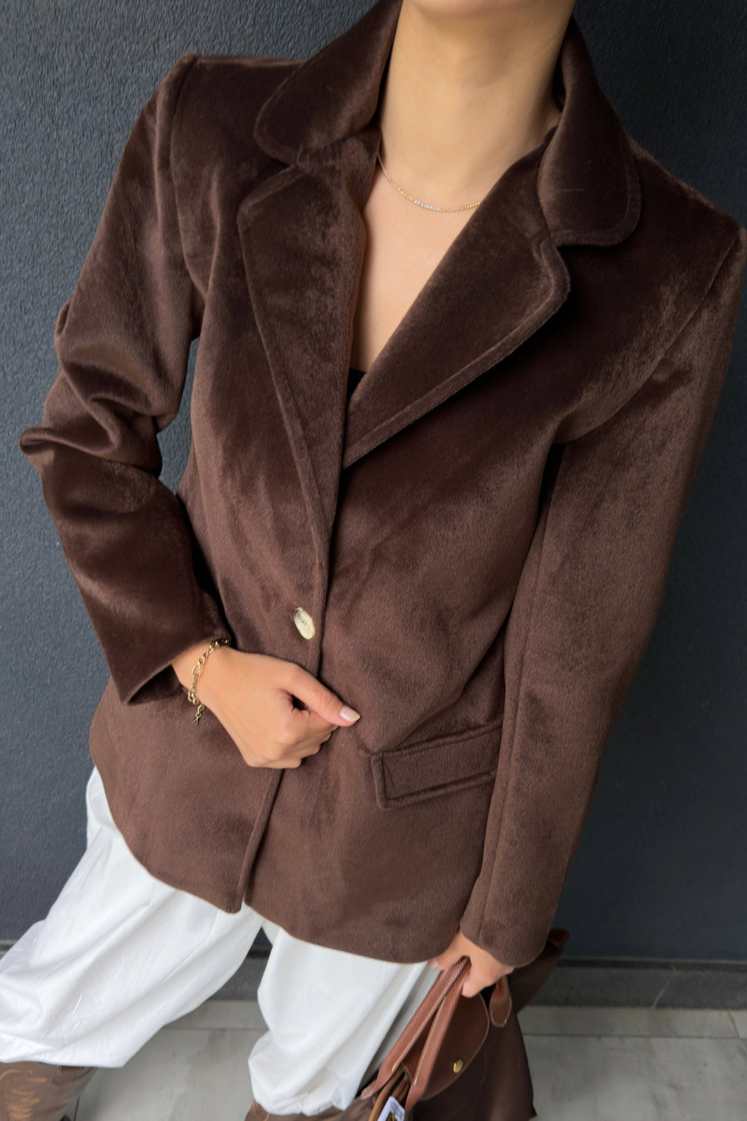 Kahverengi Fox Kumaş Ceket