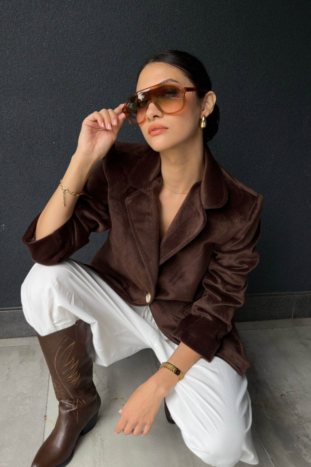 Kahverengi Fox Kumaş Ceket