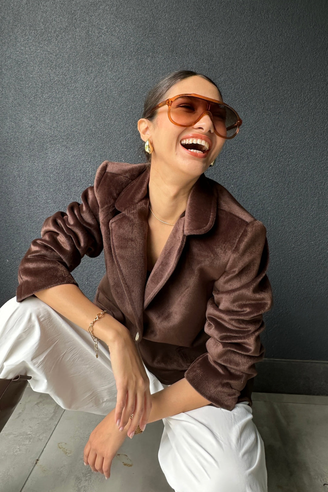 Kahverengi Fox Kumaş Ceket