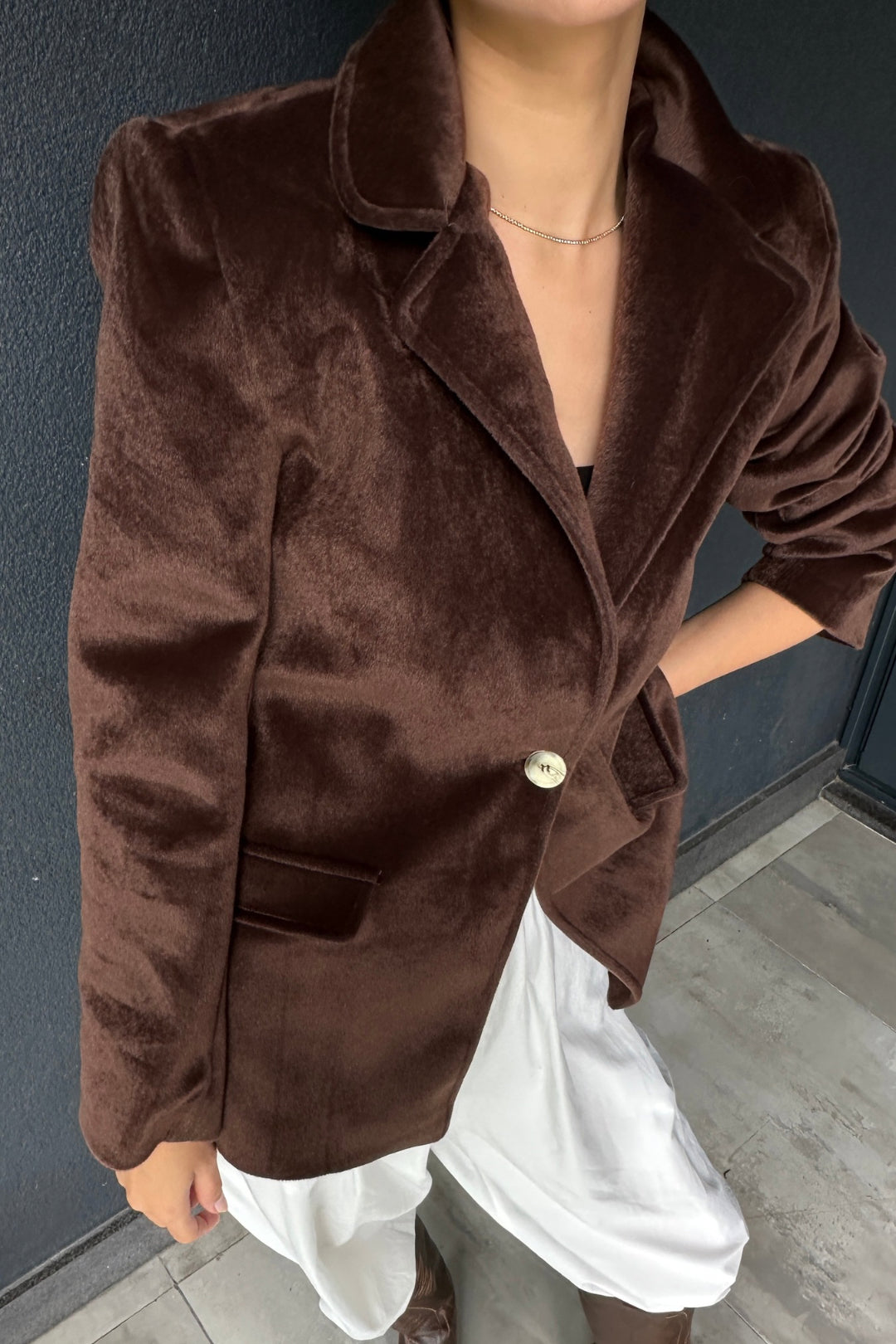 Kahverengi Fox Kumaş Ceket