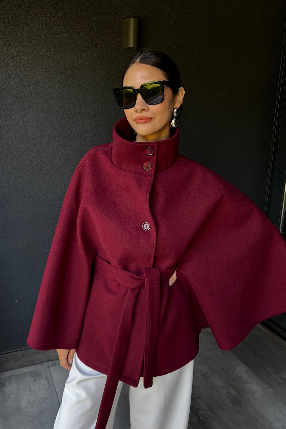 Bordo Panço Kaşe Ceket
