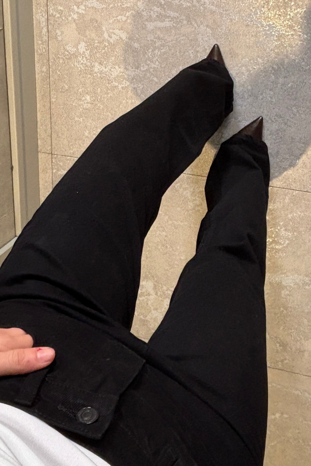 Siyah Yüksek Bel Wideleg Jean