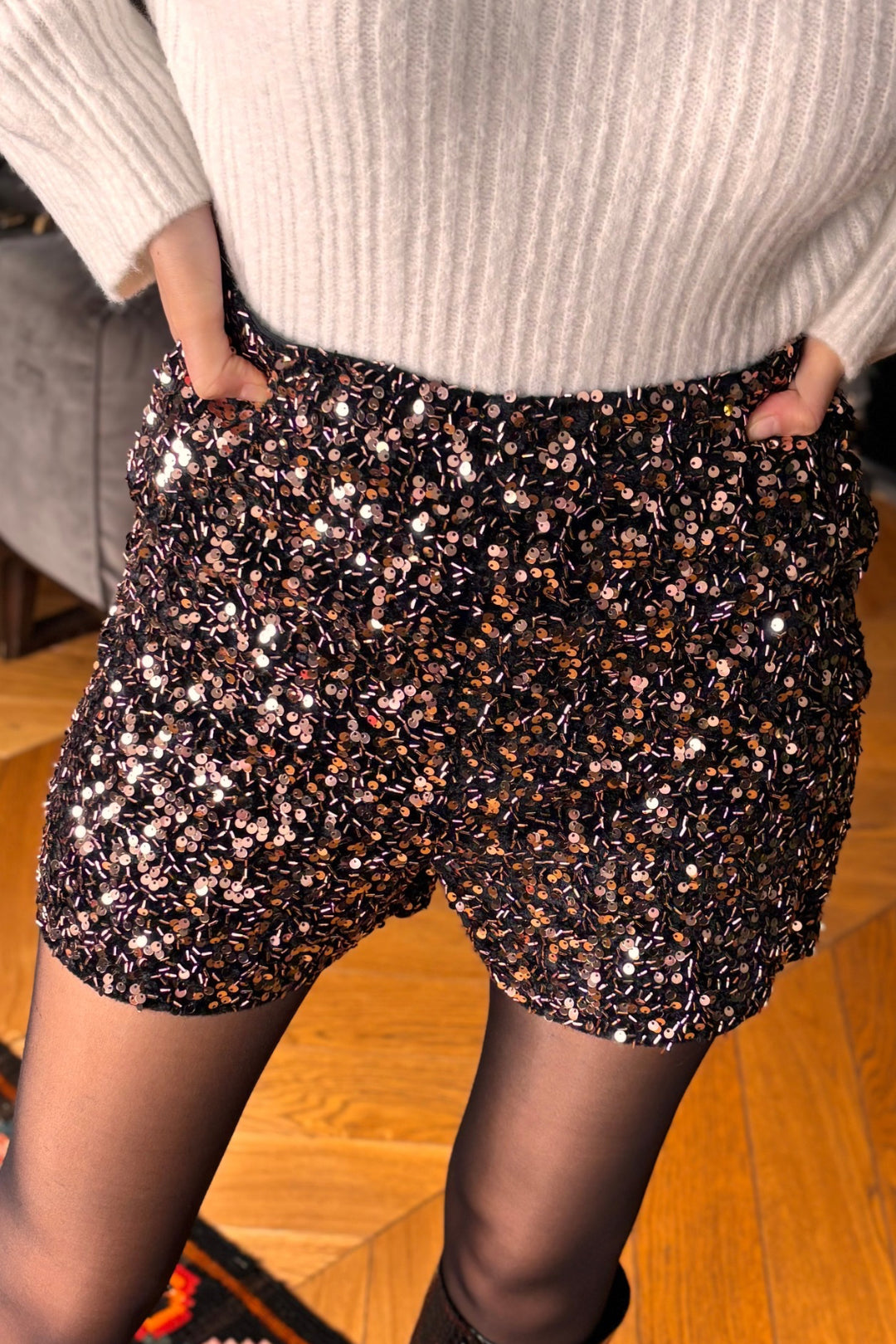 Bakır Pul Payet Şort