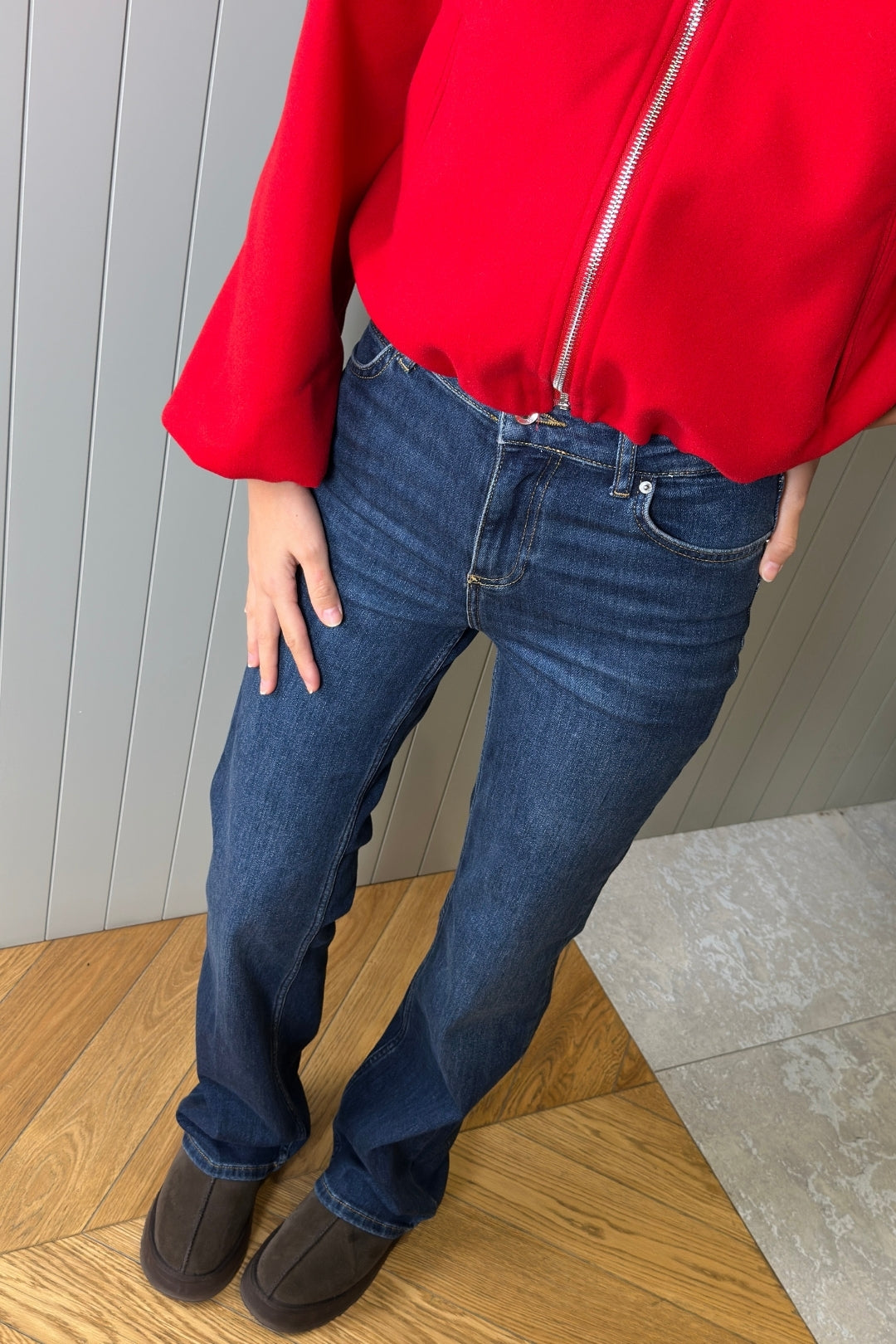 Flare Paça Denim Pantolon